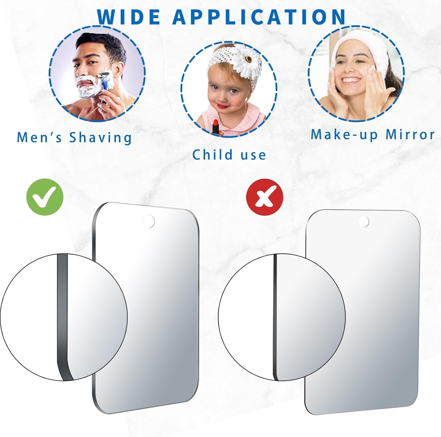 Shatterproof Acrylic Mirror Set for Shaving 2 Pack 6x4 Inch