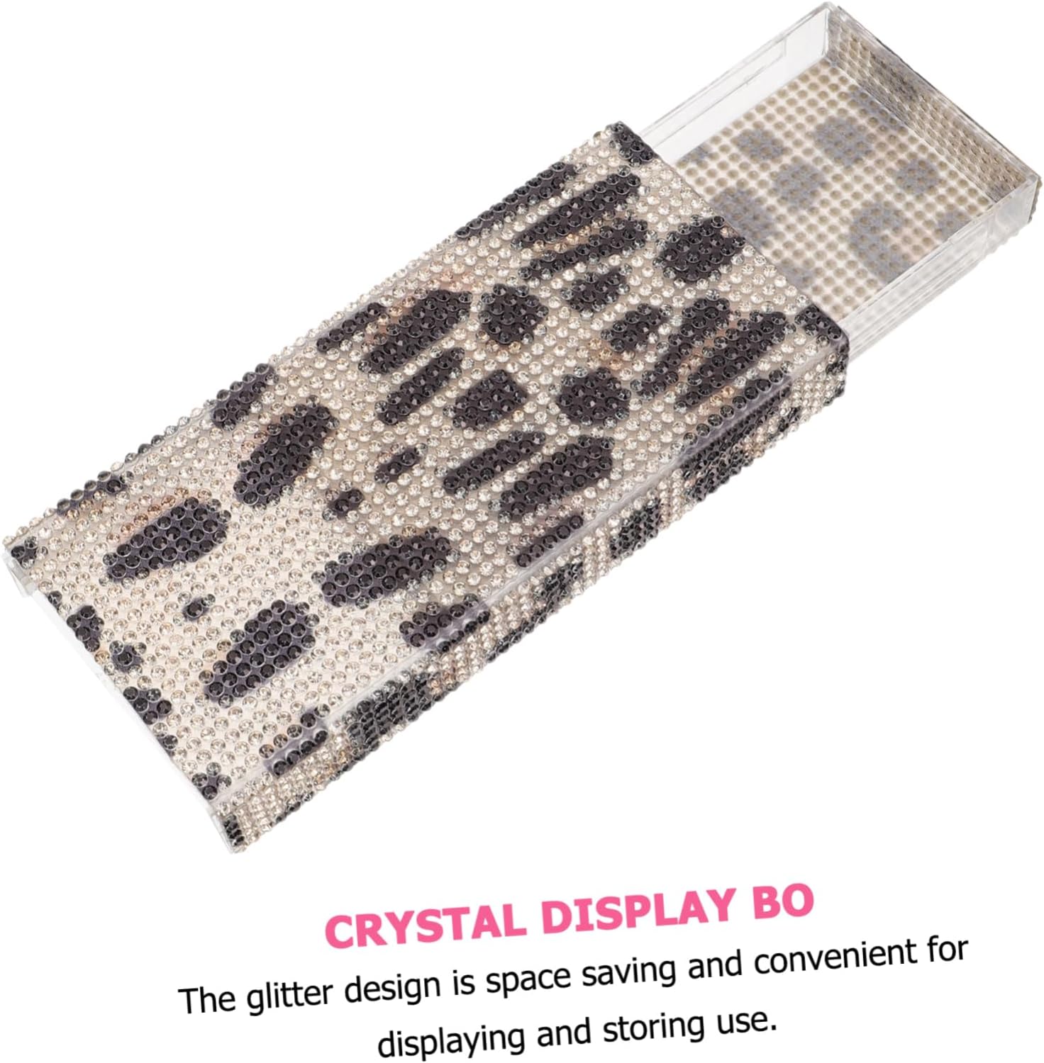BESTYASH Glitter Eyelash Storage Box with Leopard Print