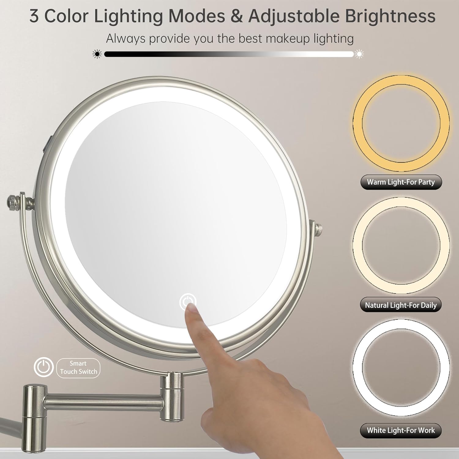 JANEEVA 8 Wall Mounted Lighted Makeup Mirror