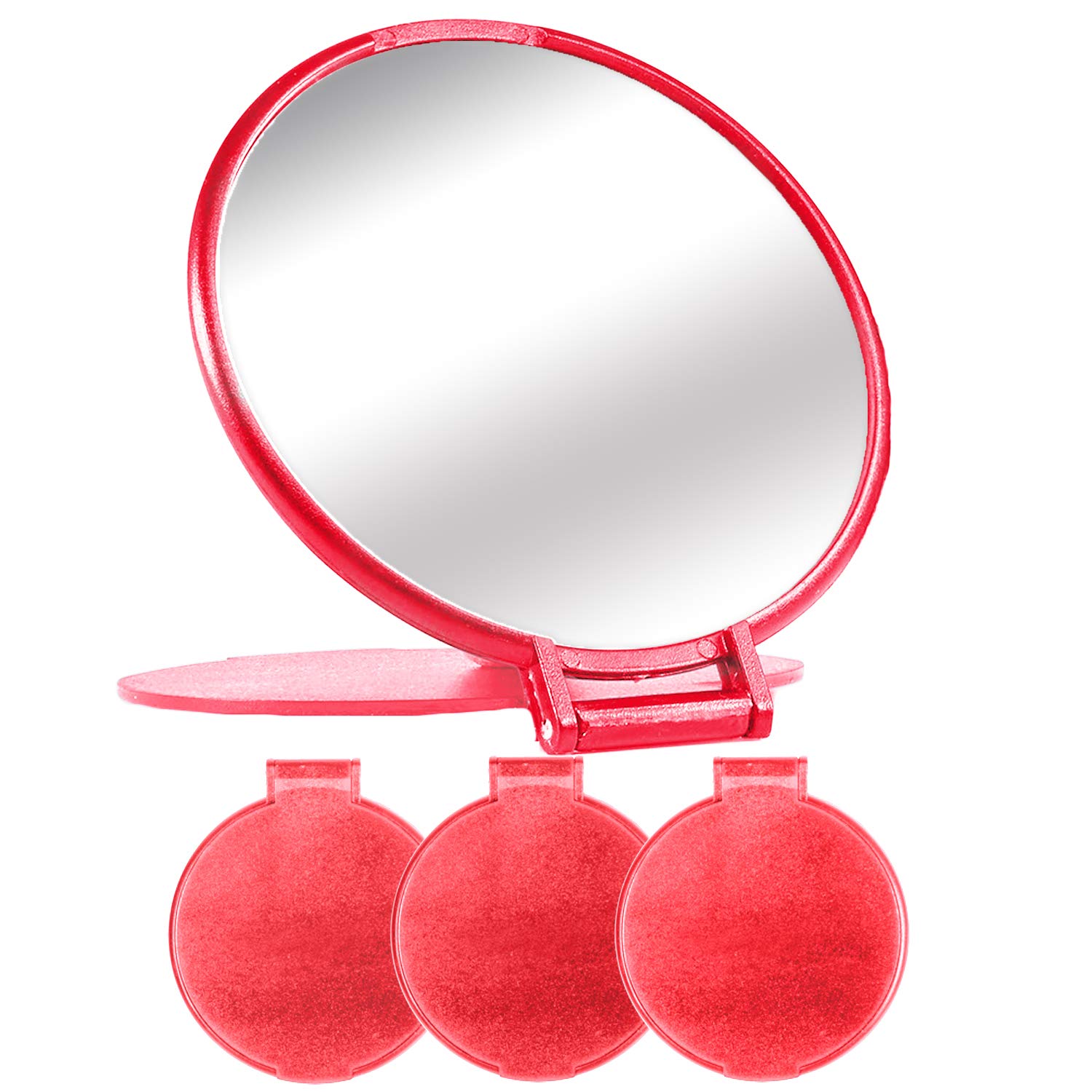 Compact Round Makeup Mirror Set of 3 26 x 237 Red