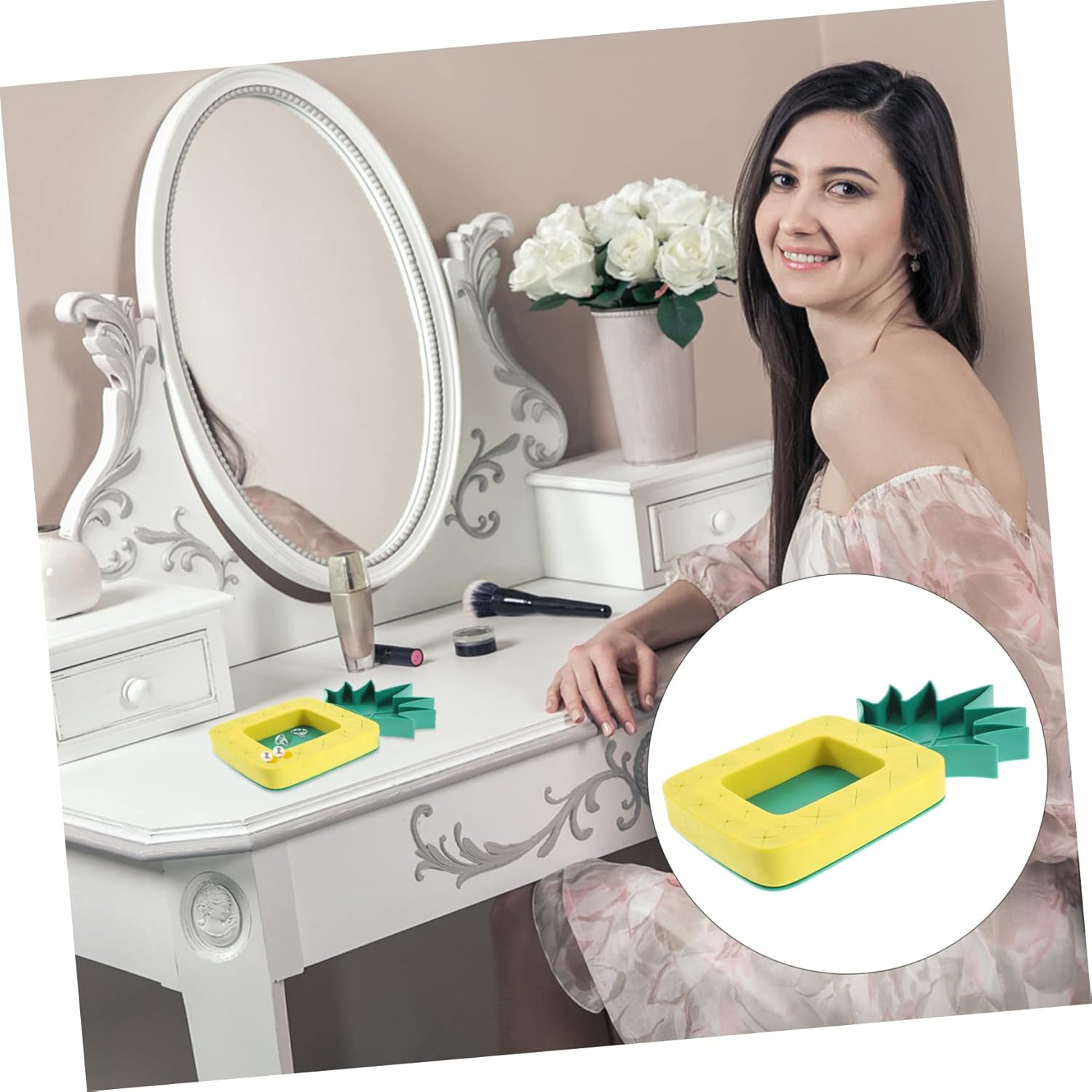 BESTYASH Silicone Lip Gloss Organizer Pineapple Design
