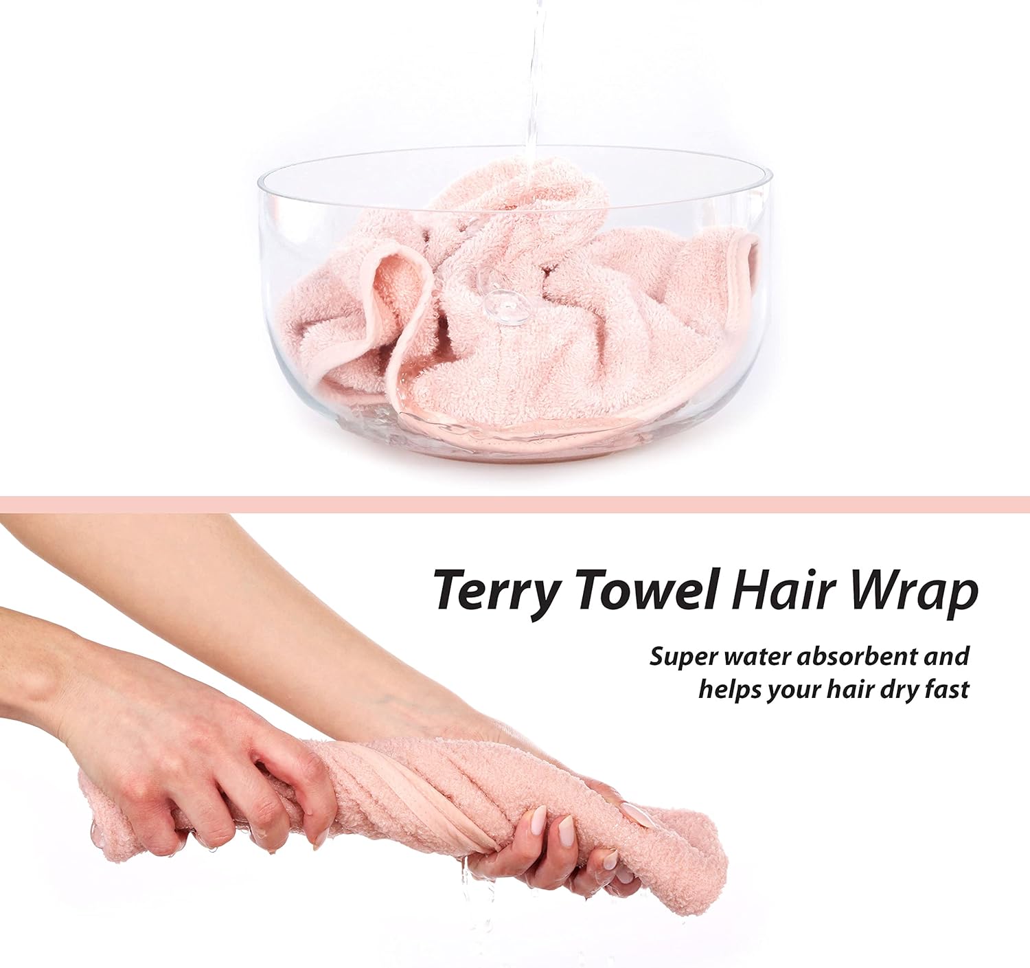 CACALA Terry Cloth Shower Cap for Women 3pcs Set