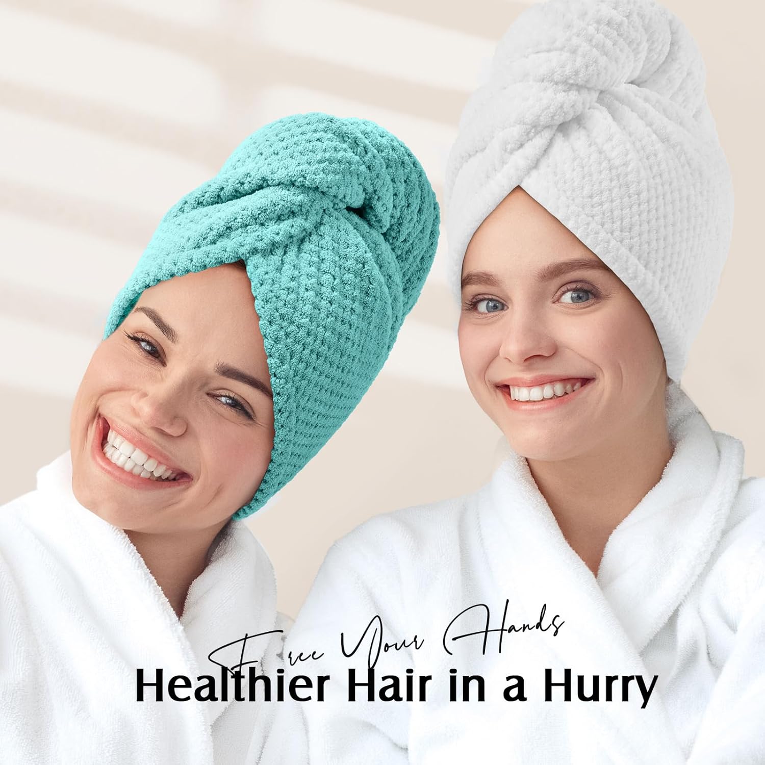 YFONG 2 Pack Microfiber Hair Towel Wrap for Women 1