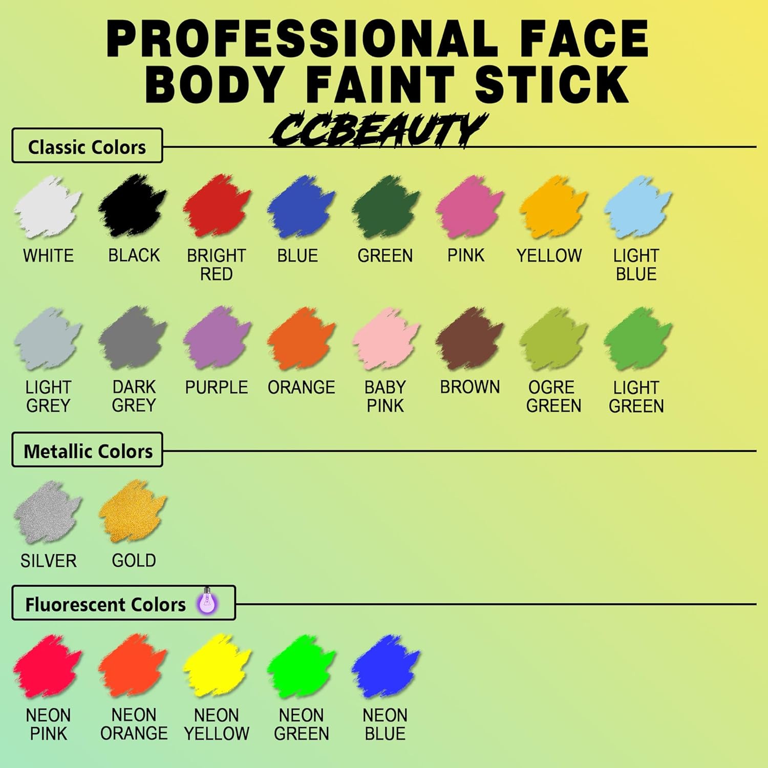 CCBeauty Neon UV Blue Face Body Paint Stick for Halloween Cosplay