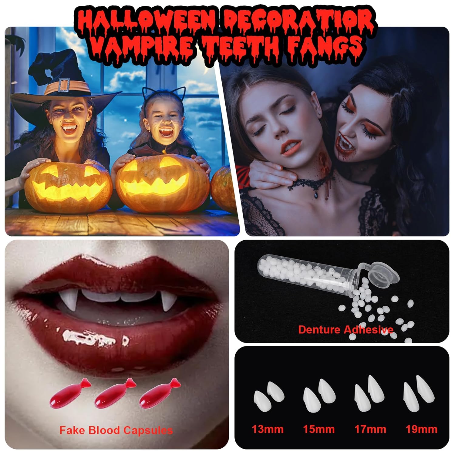 Js2U ZW Vampire Makeup Kit with Fake Teeth and Blood Effects