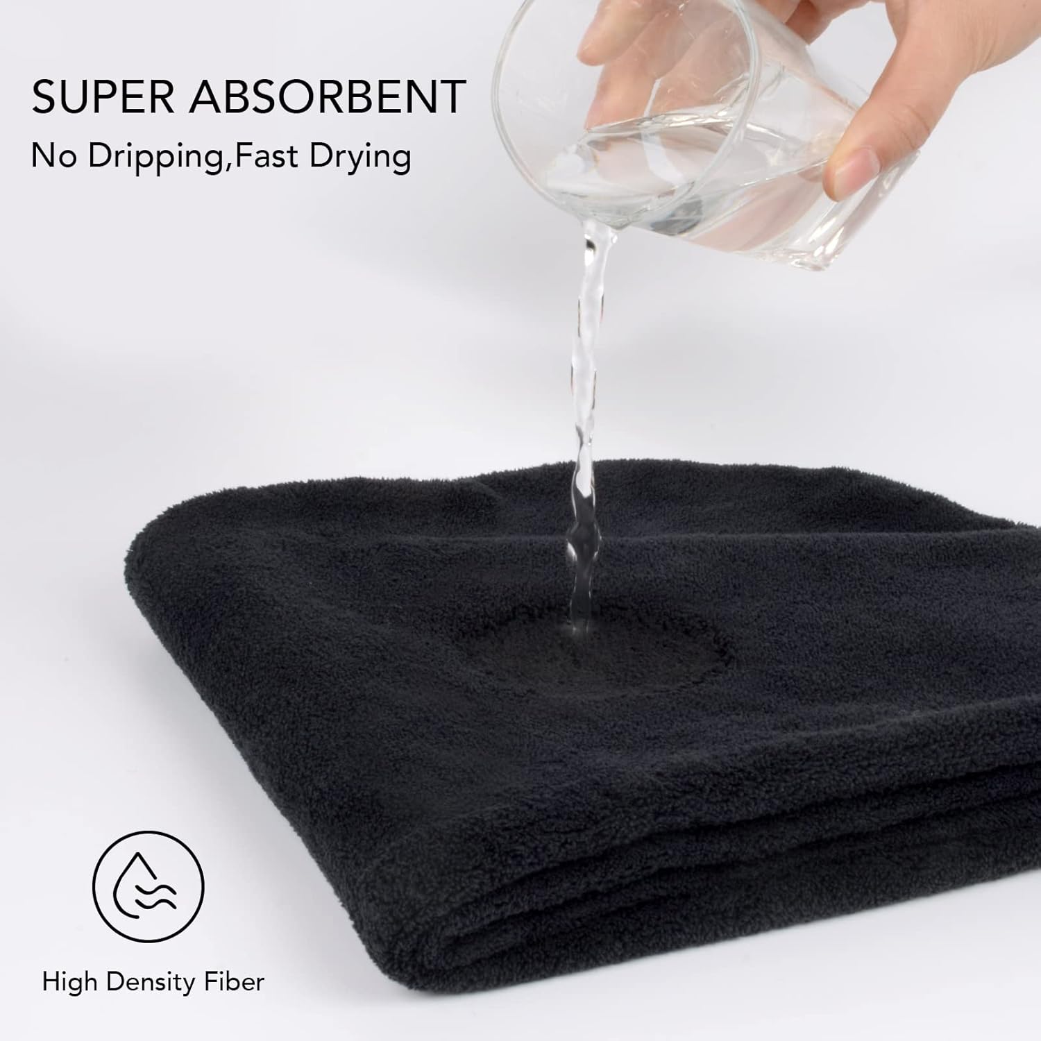 SINLAND Microfiber Hair Drying Cap 3 Pack Black