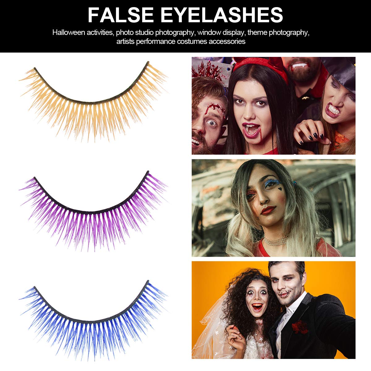 SOLUSTRE 3D False Eyelashes Reusable Costume Eyelash Set