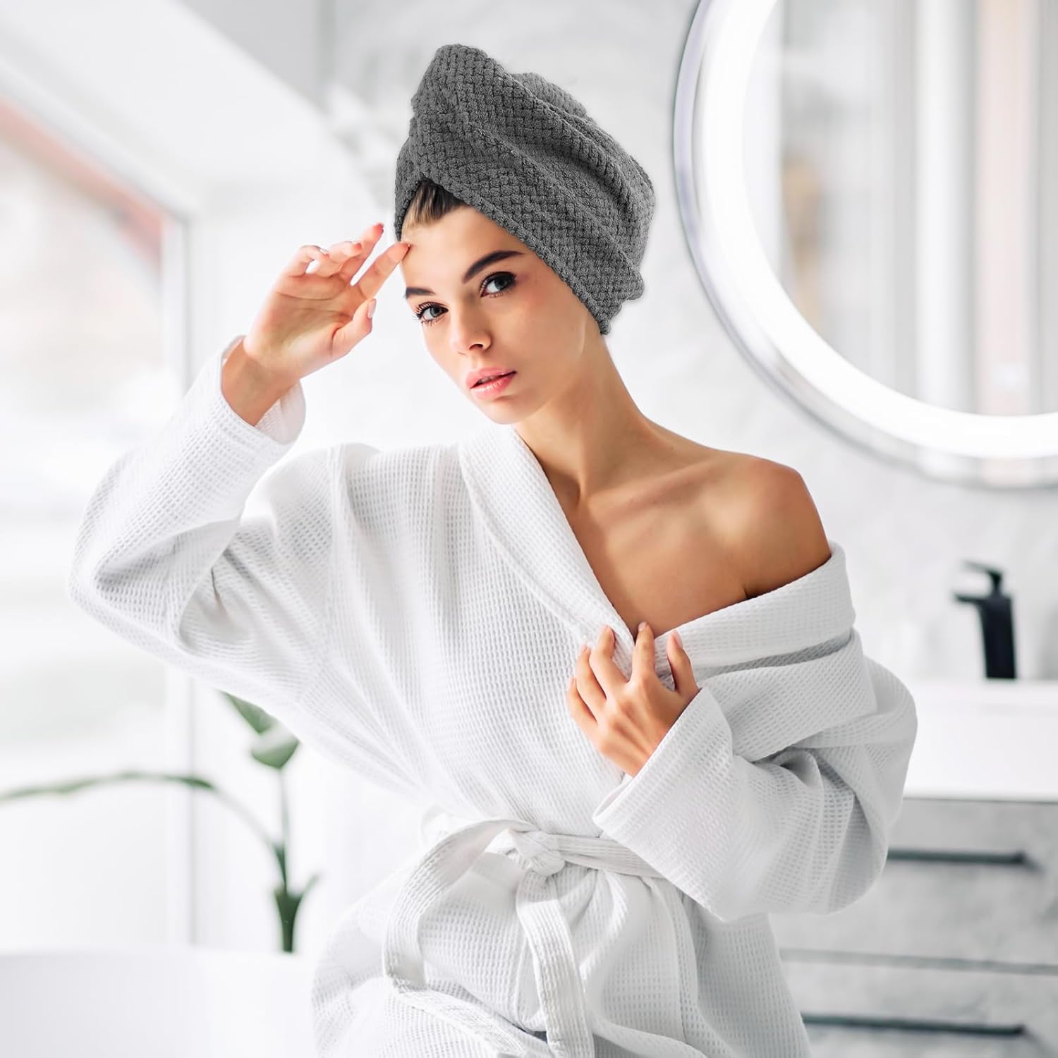 Yuomeaz 2 Pack Microfiber Hair Towel Wrap