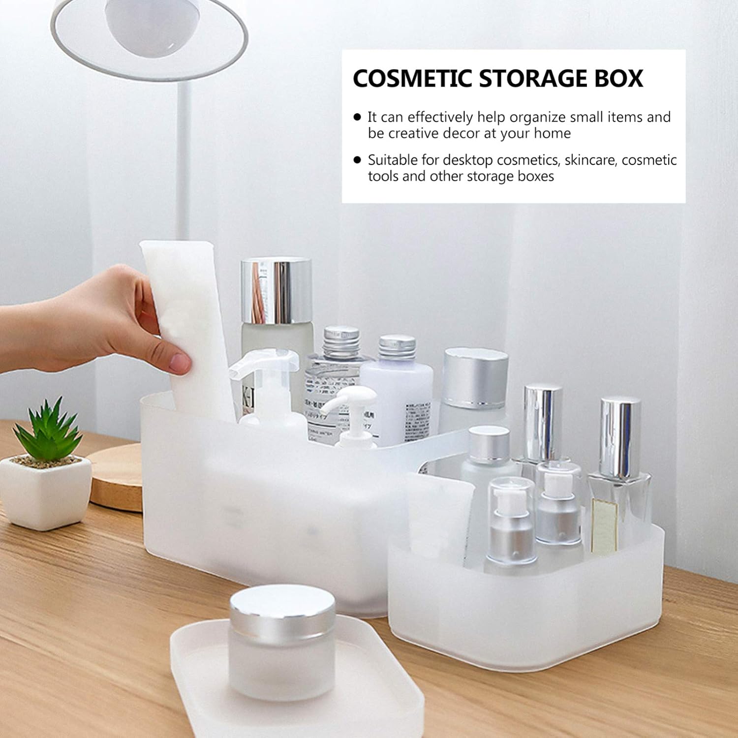 Mikinona 1Pc Transparent Cosmetic Storage Box Desktop Makeup Organizer