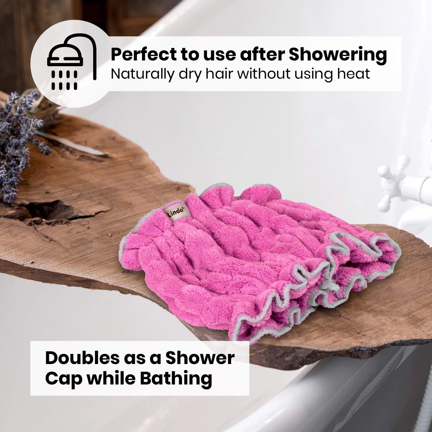 Lindo Hair Crown - Fast Drying Ultra Soft Microfiber Towel Pink