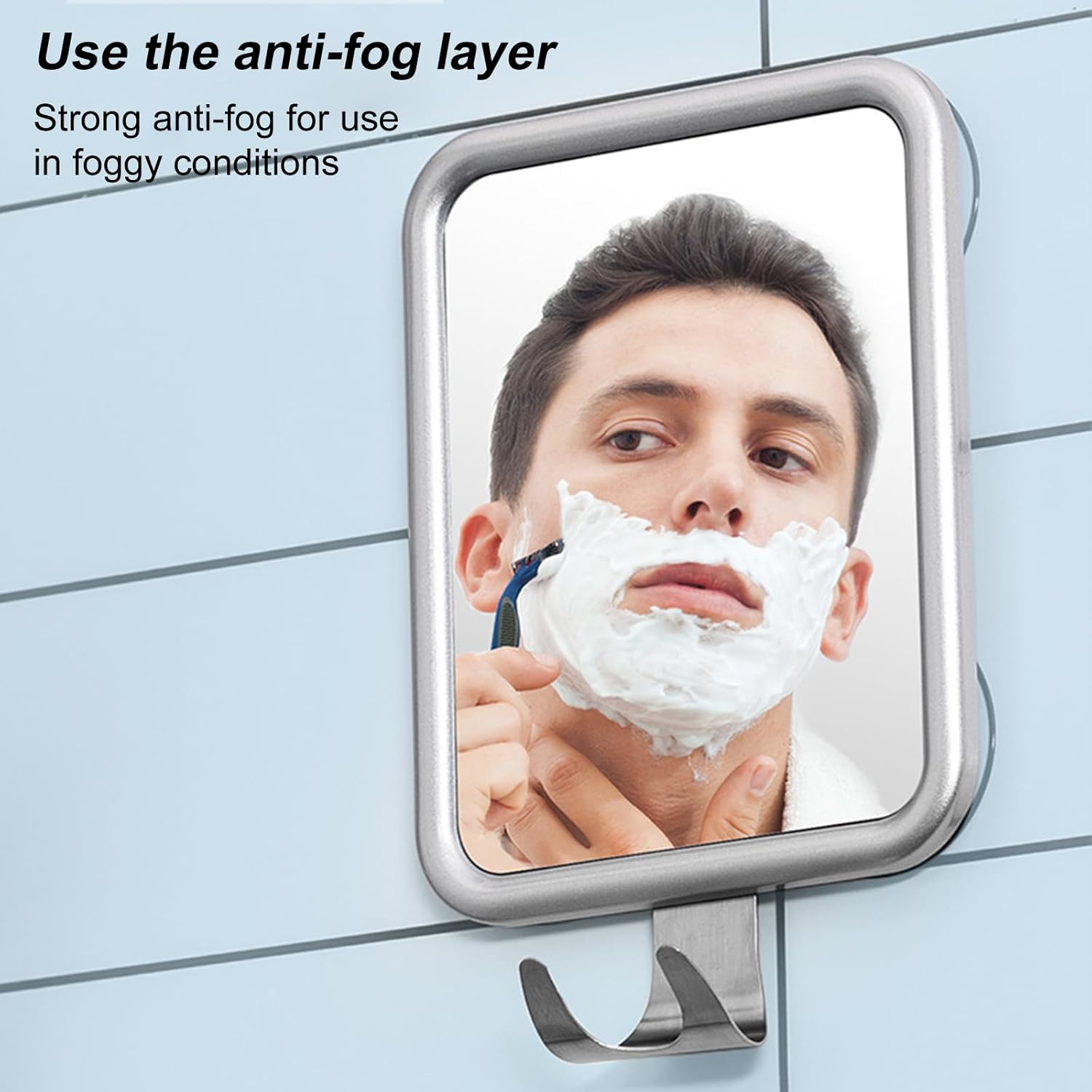 Brrnoo Fogless Mirror with Suction Cups and Hooks