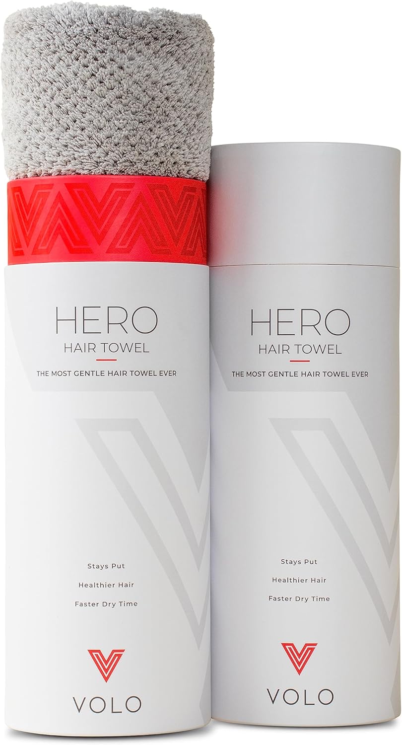 VOLO Hero Luna Gray Hair Towel - Ultra Soft Quick Drying USA Made