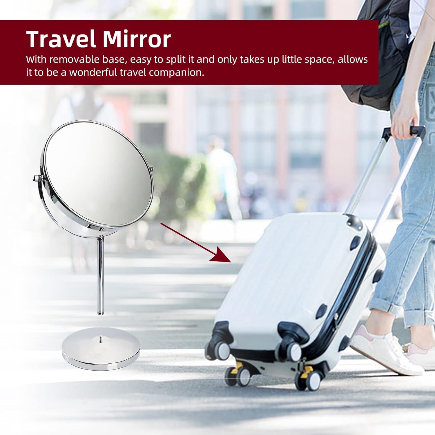 15 Tall Classic Round Magnifying Makeup Mirror with 1X10X and Swivel Stand
