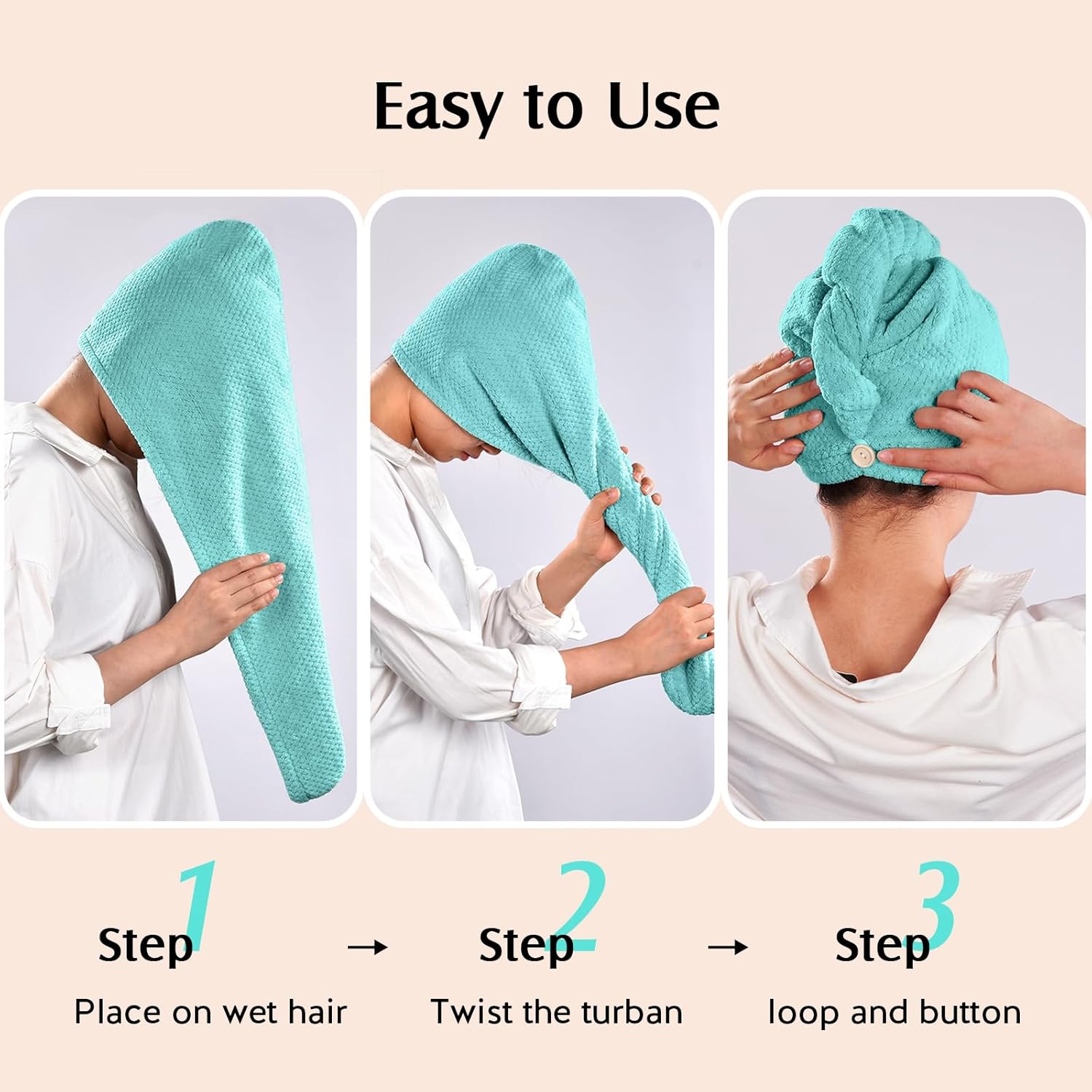 YFONG 2 Pack Microfiber Hair Towel Wrap for Women 1