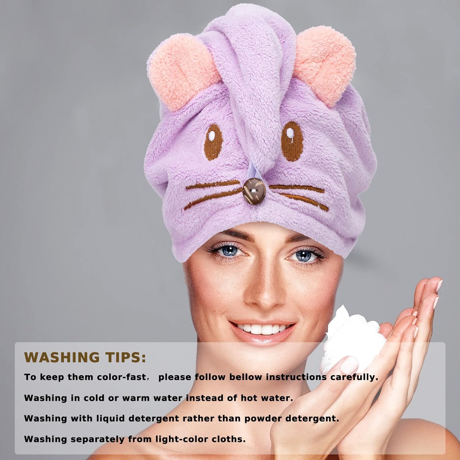 Whaline 2 Pack Quick Dry Hair Towel for Parent and Child