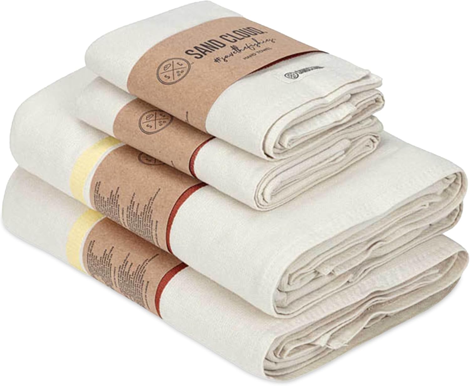 Sand Cloud Turkish Bath Towels Set of 4 - Extra Large Fringeless Organic Cotton