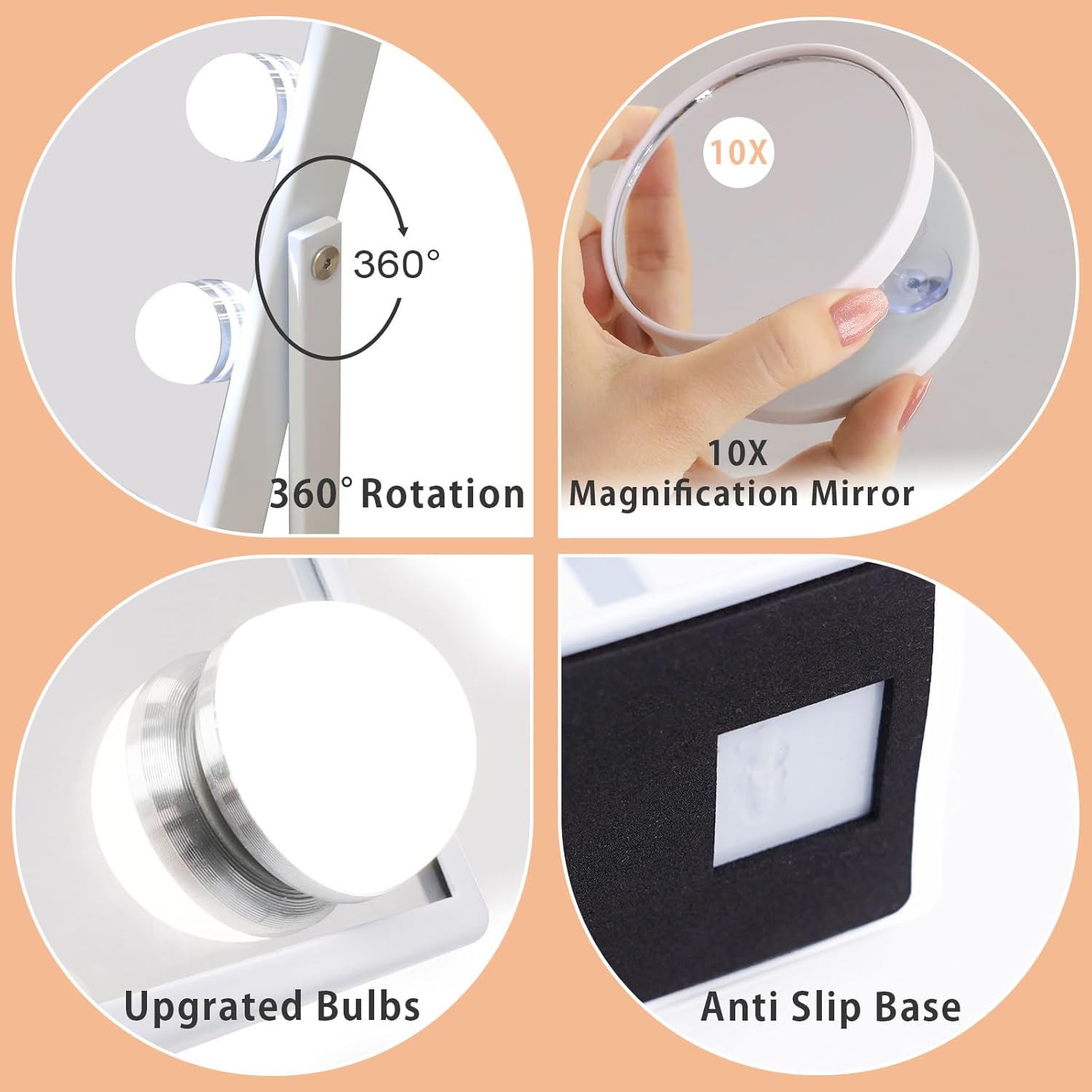 Fenair Vanity Mirror with 10X Magnification and Lights