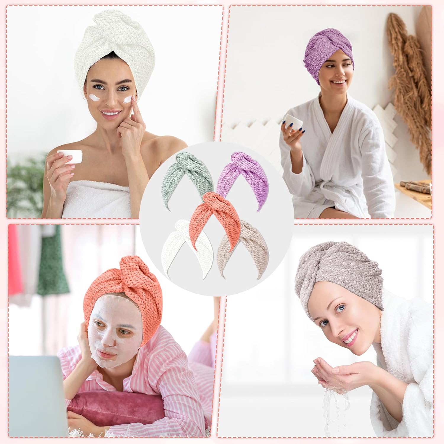 5-Pack Microfiber Hair Towel Wrap for Women 1