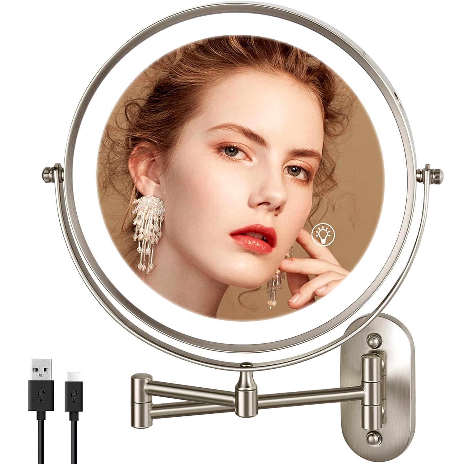VORREMIRR Rechargeable Lighted Makeup Mirror Wall Mount