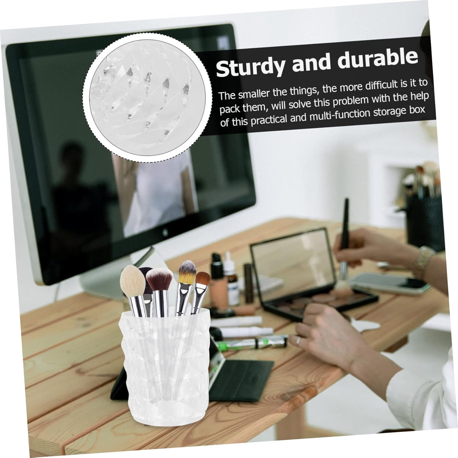 VINTORKY Large Cosmetic Brush Storage Organizer Case