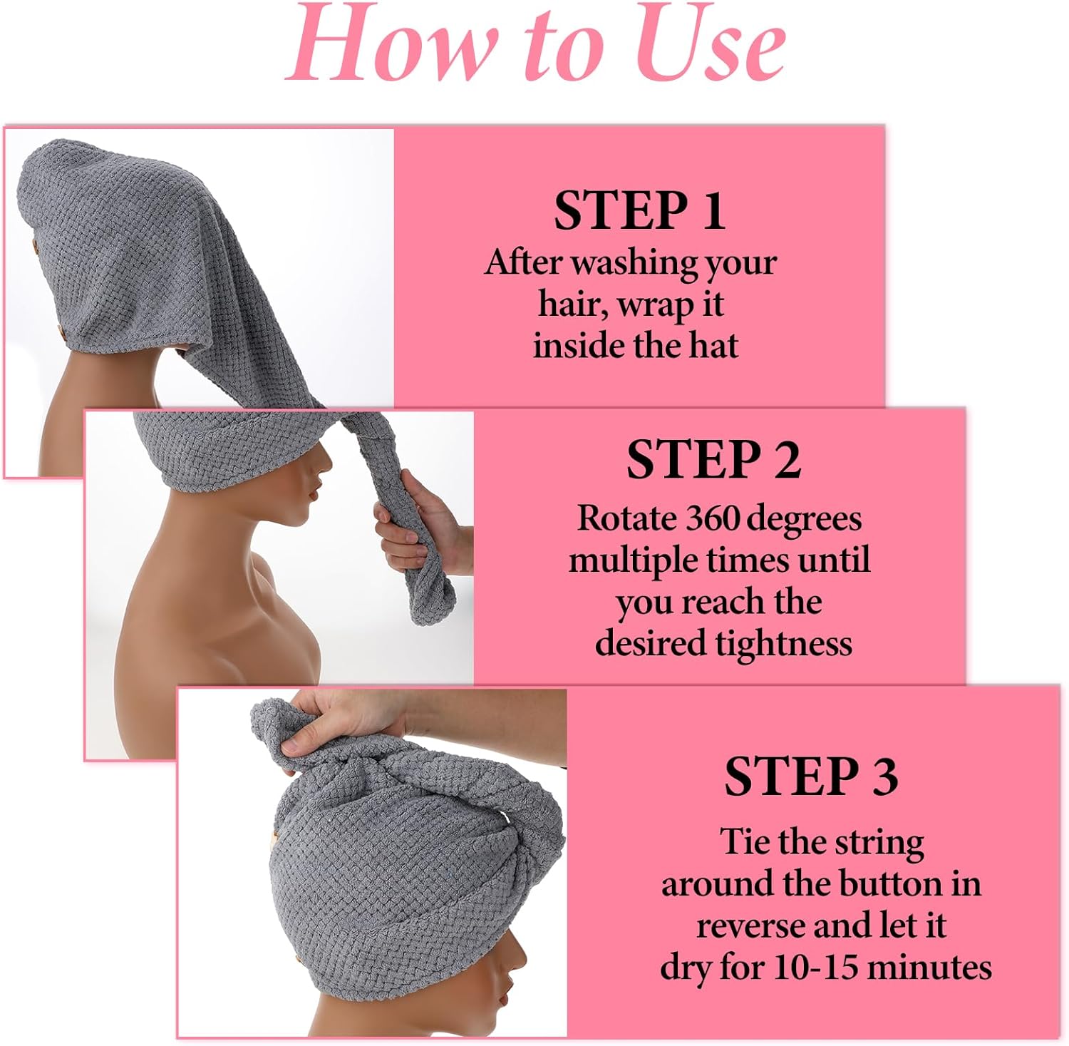 Yuomeaz 2 Pack Microfiber Hair Towel Wrap