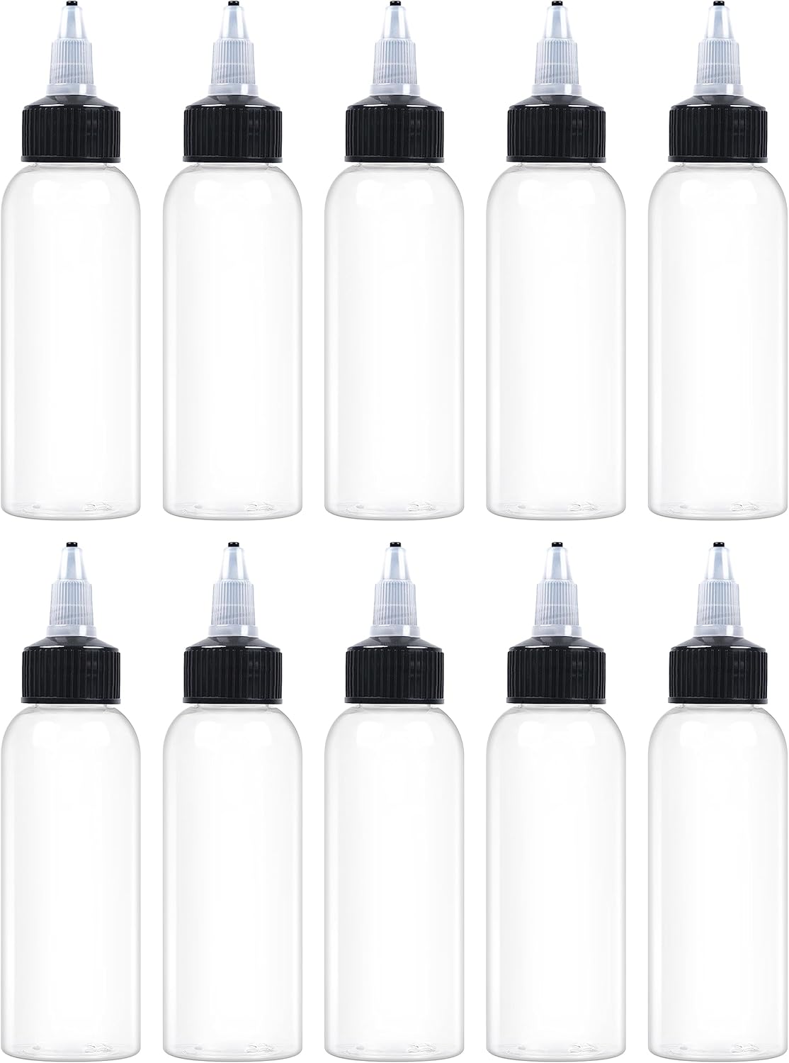 20 Pcs 2oz Clear Squeeze Bottles with Twist Top Cap