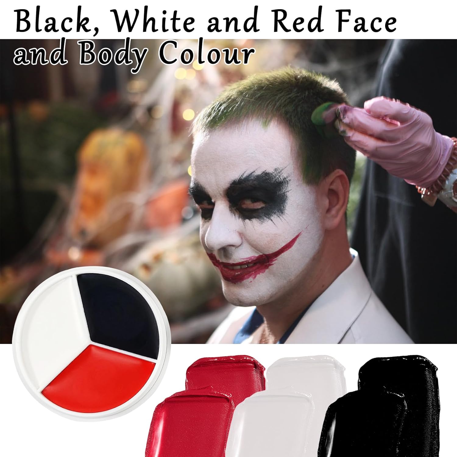 Clown Halloween Face Paint Set Black White Red