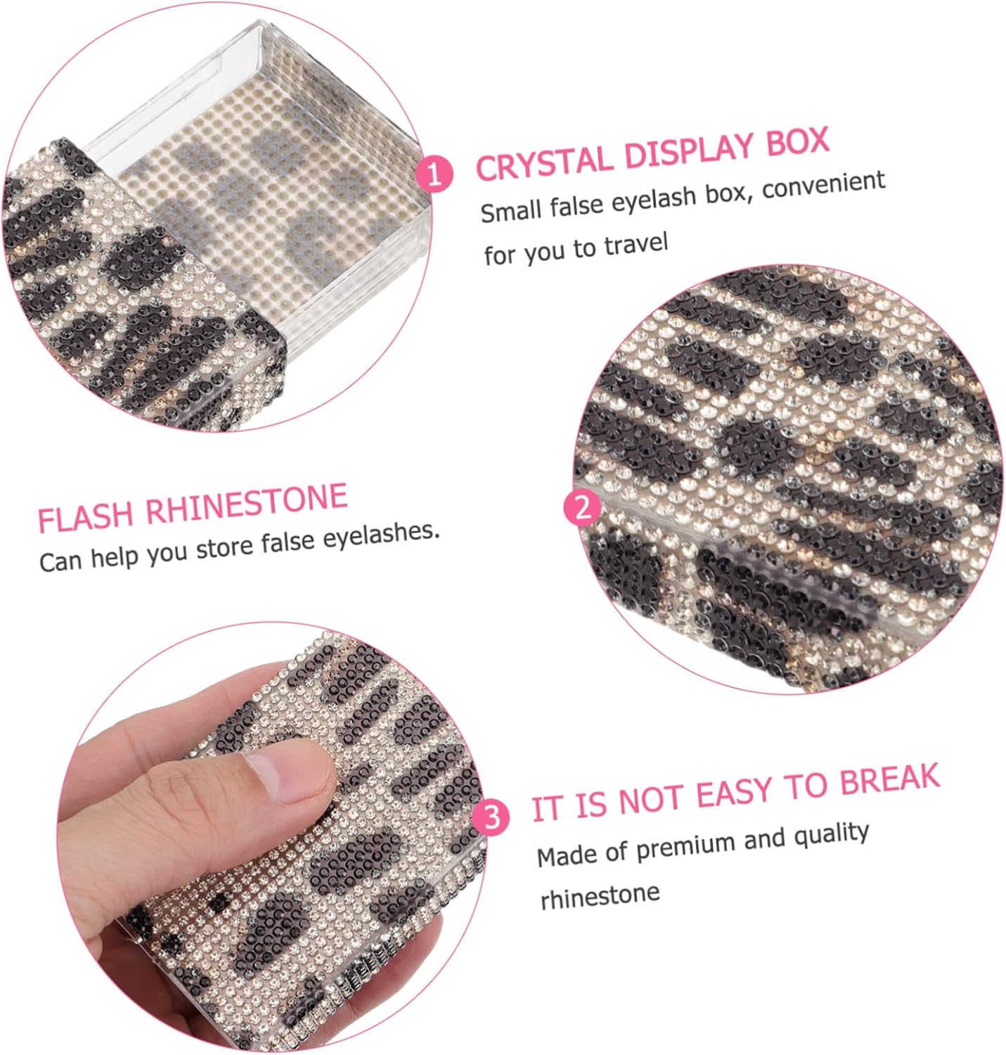 BESTYASH Glitter Eyelash Storage Box with Leopard Print
