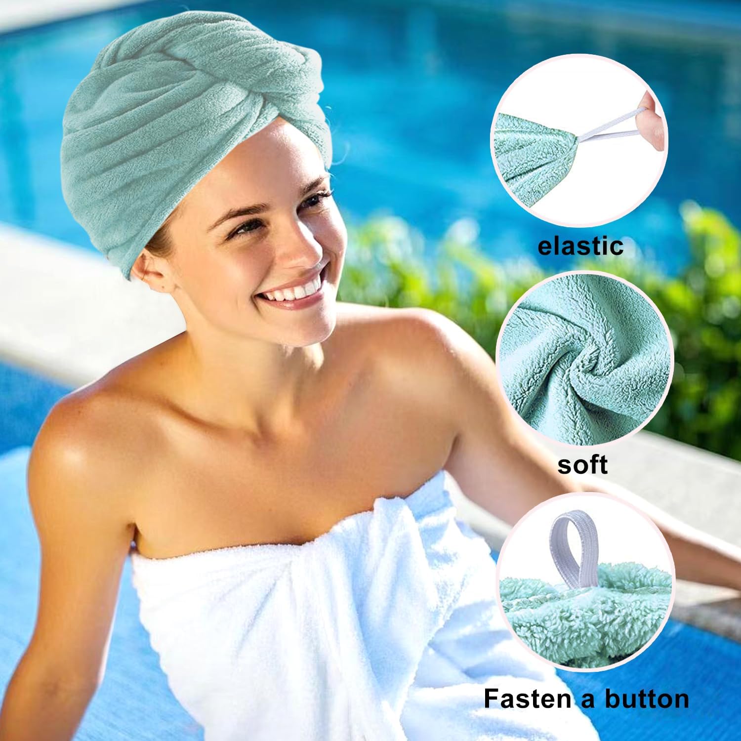 3 Pack Microfiber Hair Turbans for Quick Drying