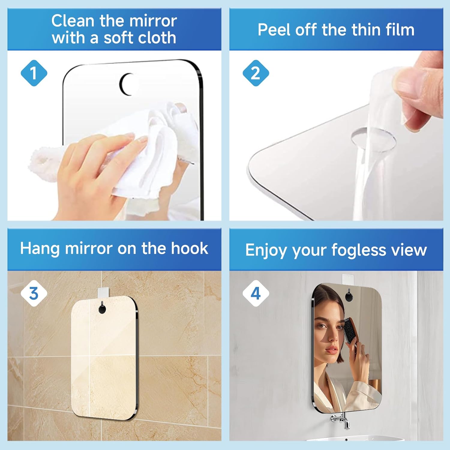 Durable Acrylic Travel Shower Mirror 98x79in