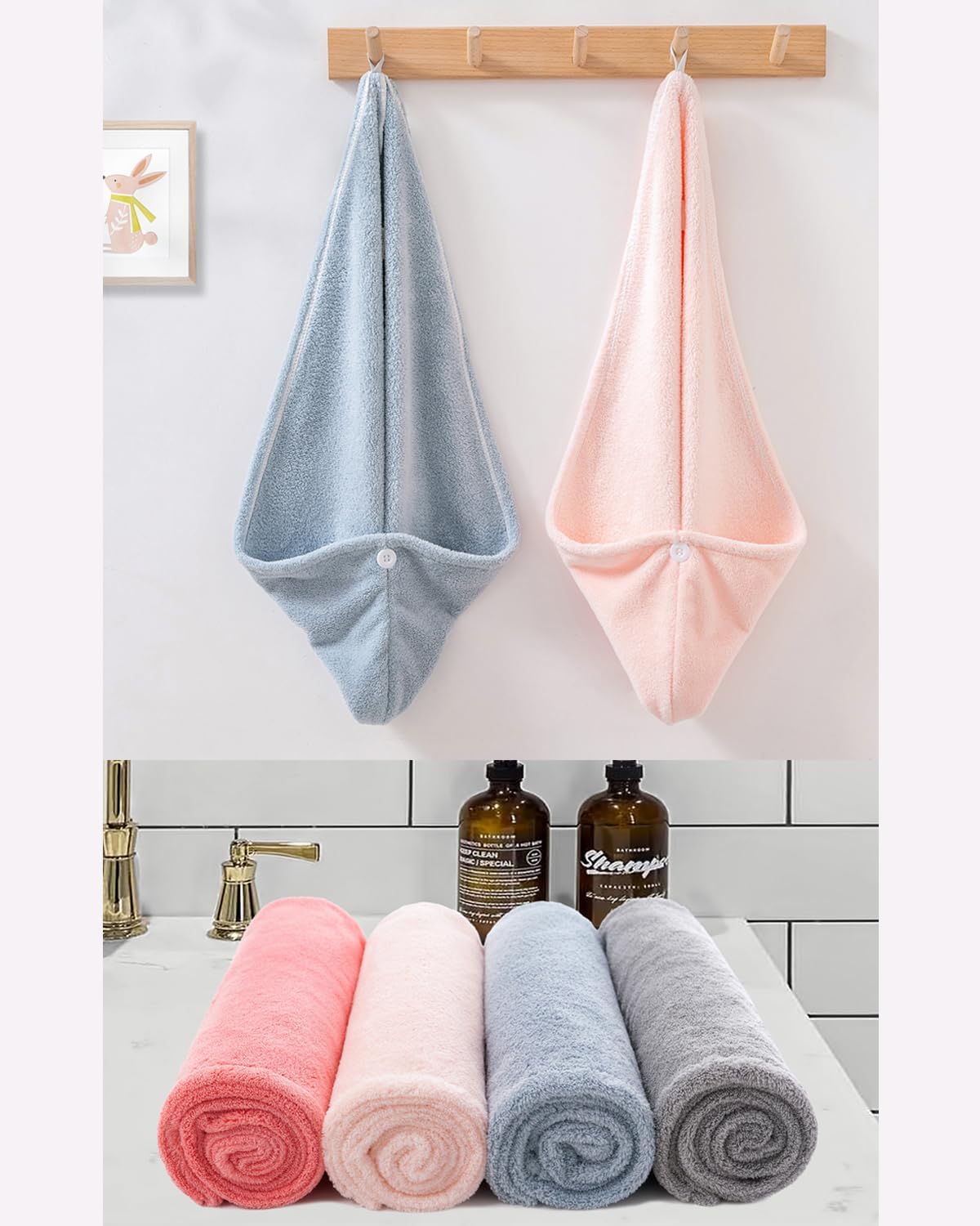 Lumimi 4-Piece Quick Dry Hair Towel Set