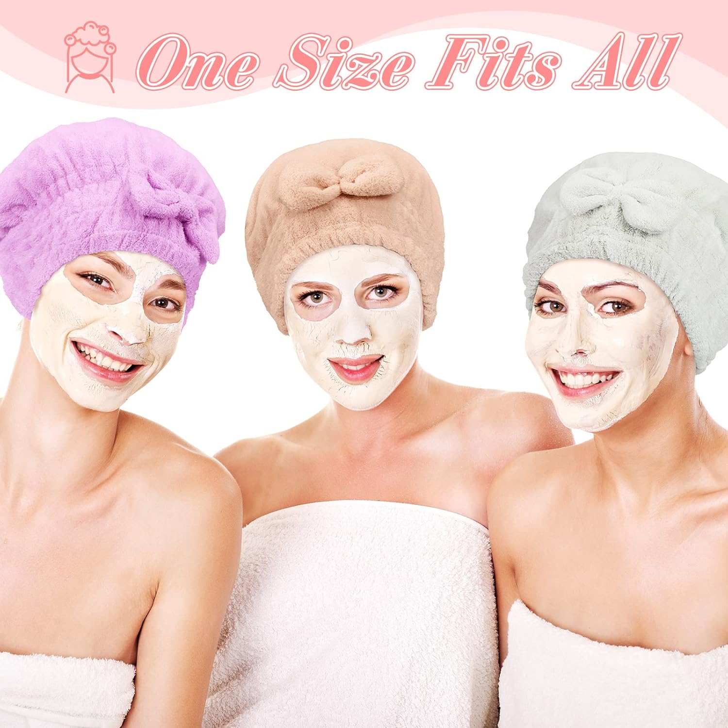 Sureio 4 Pcs Microfiber Hair Drying Towels
