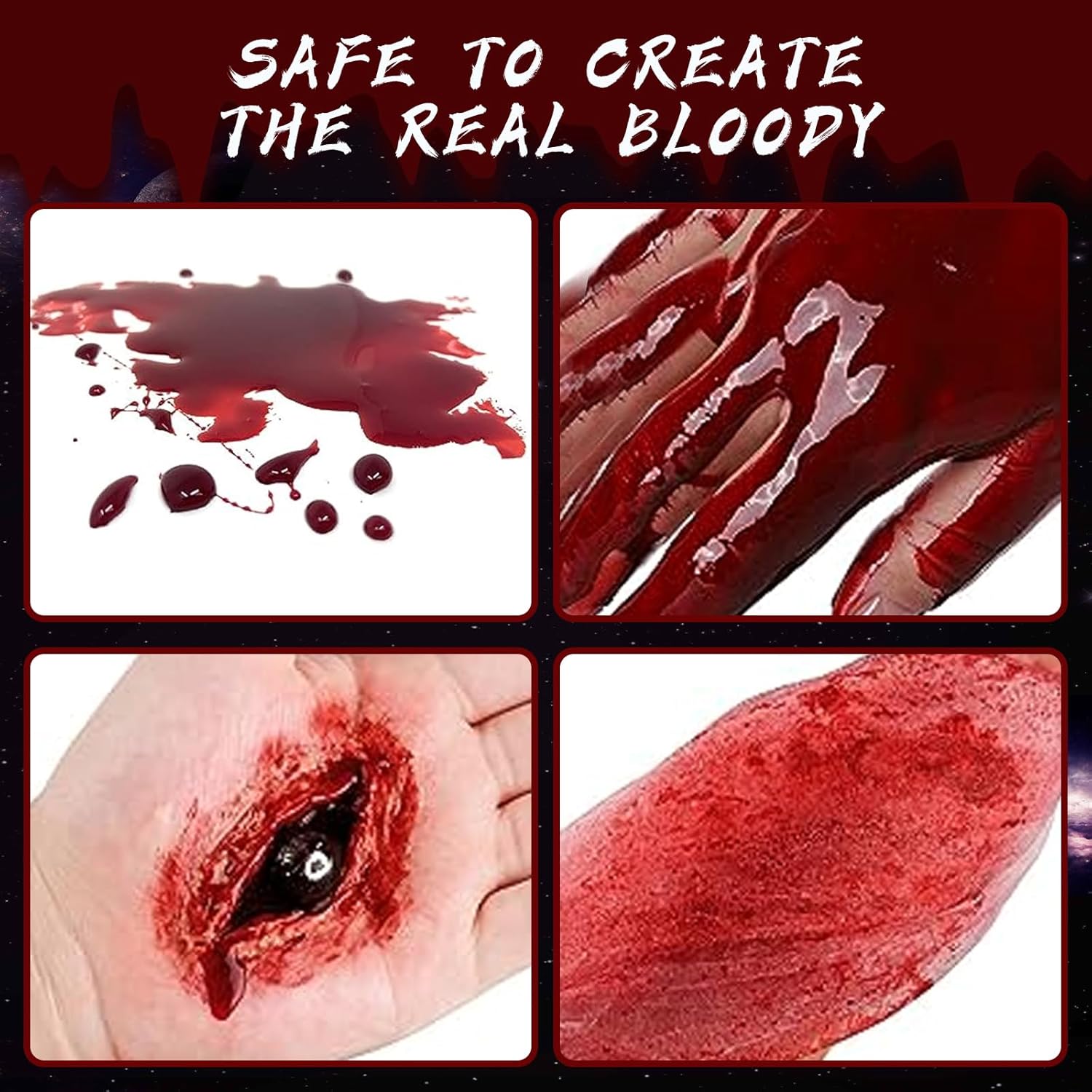 2 Pack Fake Blood Spray for Halloween Costume and Makeup