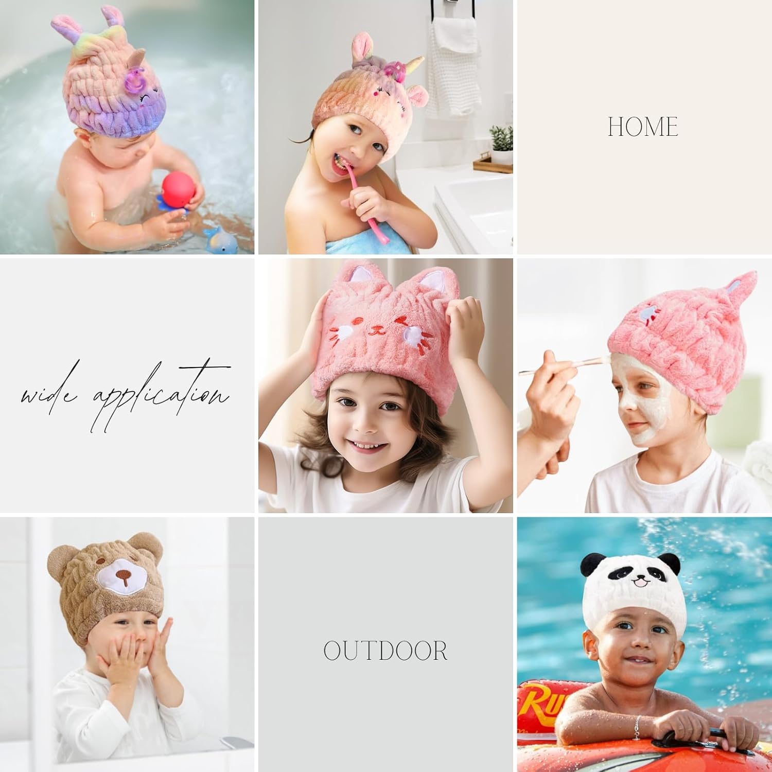 LCBD Microfiber Hair Towel Wrap for Kids Unicorn Design