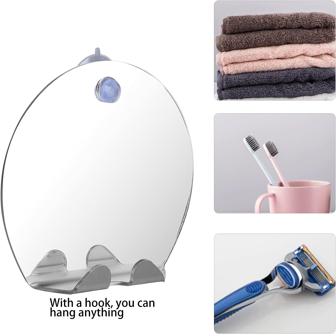 Zyyini Fogless Shaving Mirror with Wall Hook