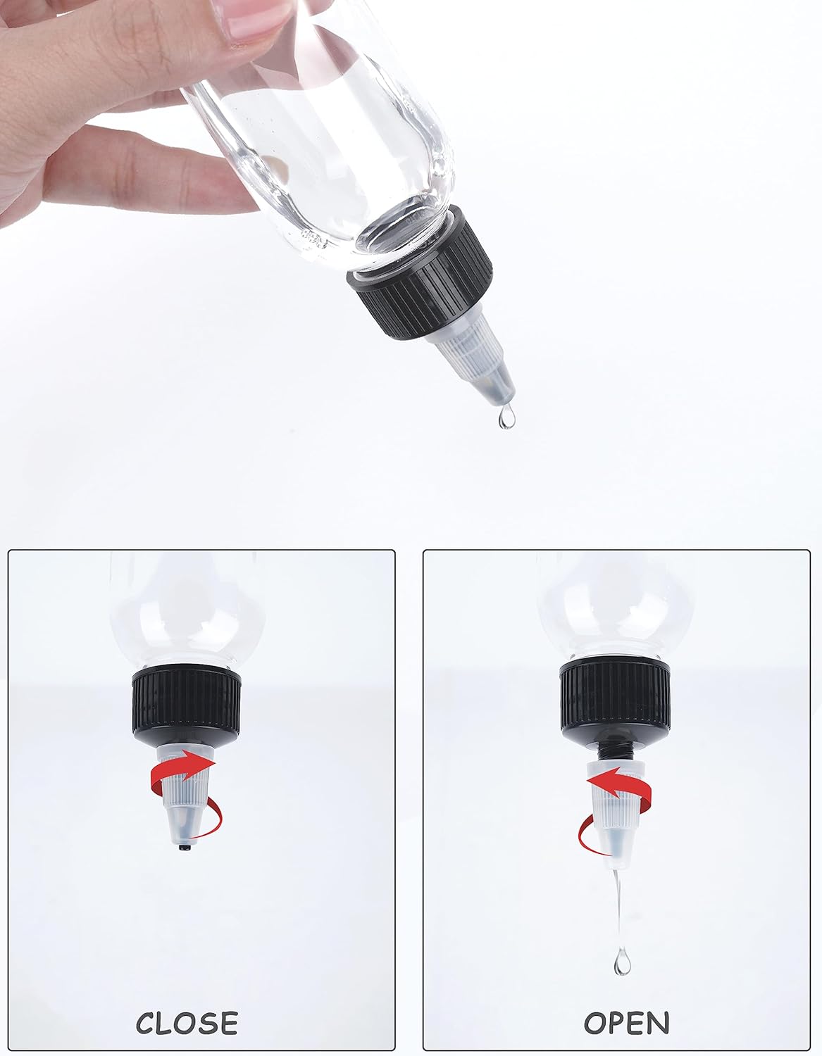 20 Pcs 2oz Clear Squeeze Bottles with Twist Top Cap