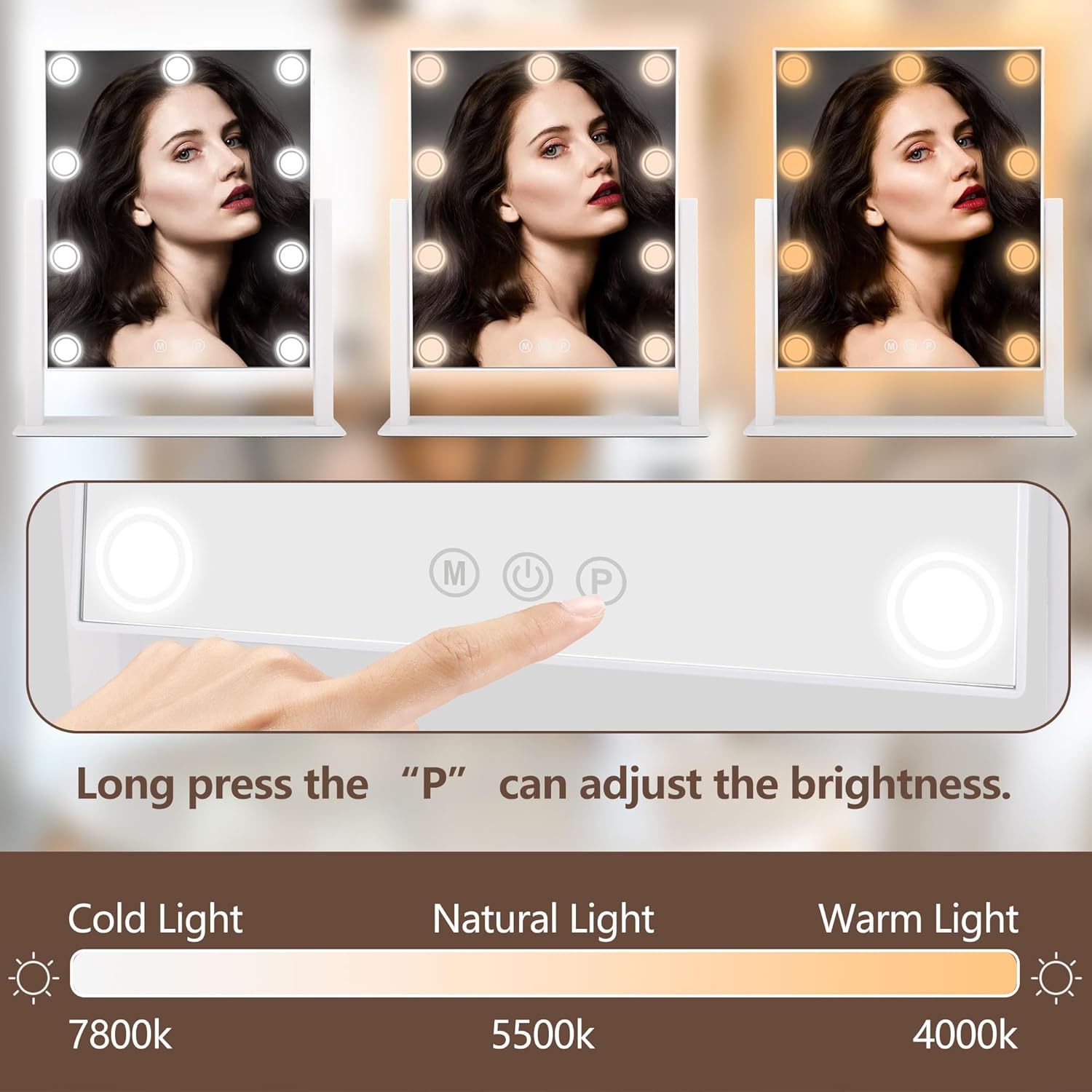 SLIMOON 14x12 Lighted Makeup Mirror with 9 LED Bulbs and 10X Magnification