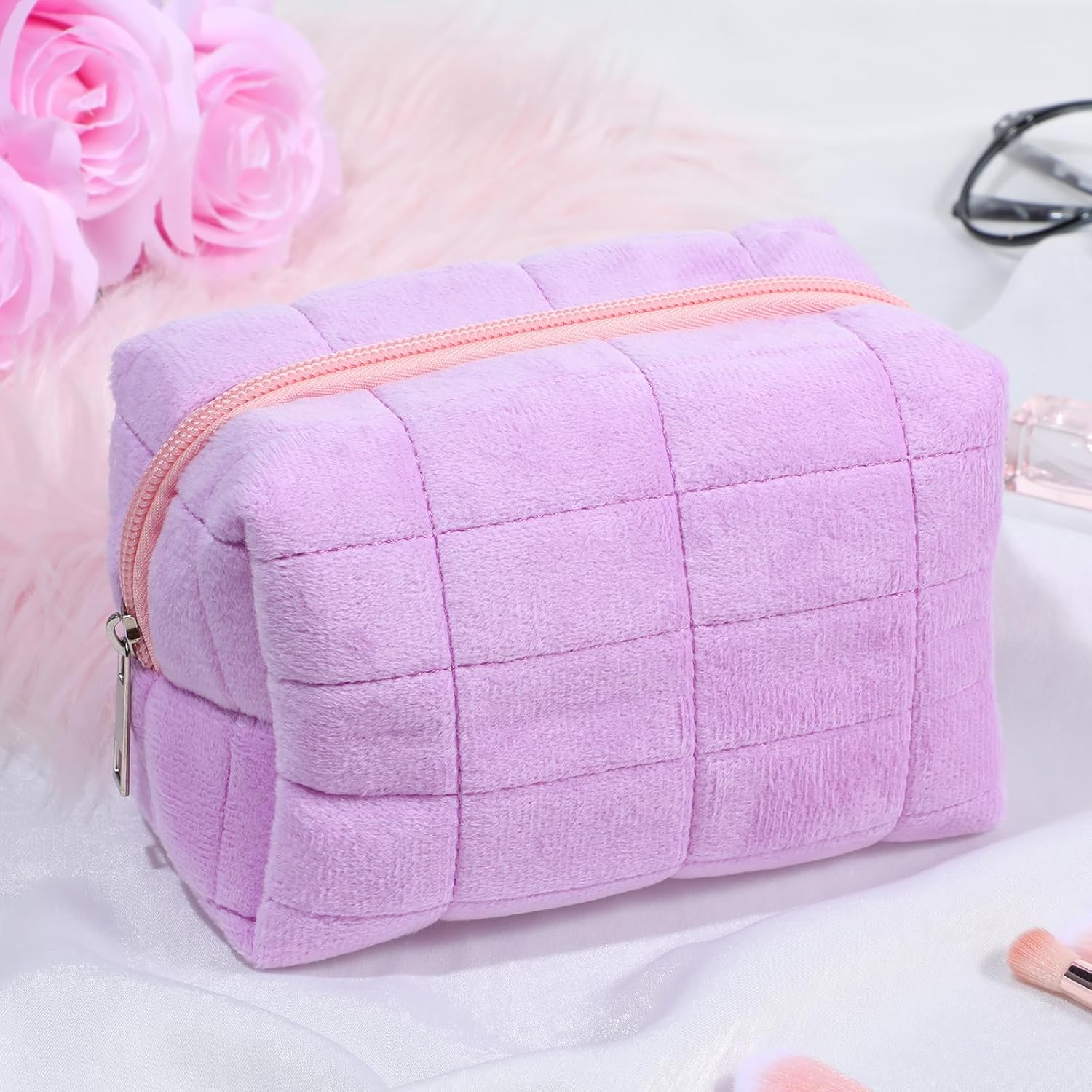 Sibba Small Fluffy Makeup Case Travel Organizer