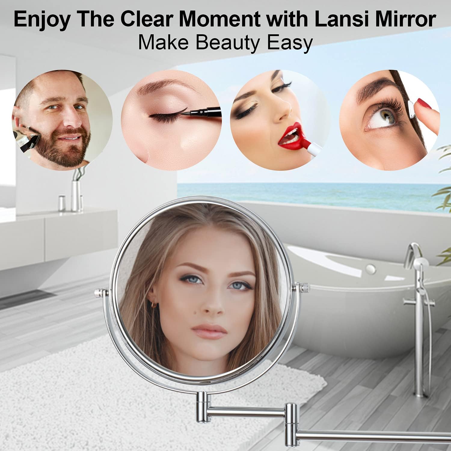 GRASKY 10x Magnifying Wall Mirror with Lights