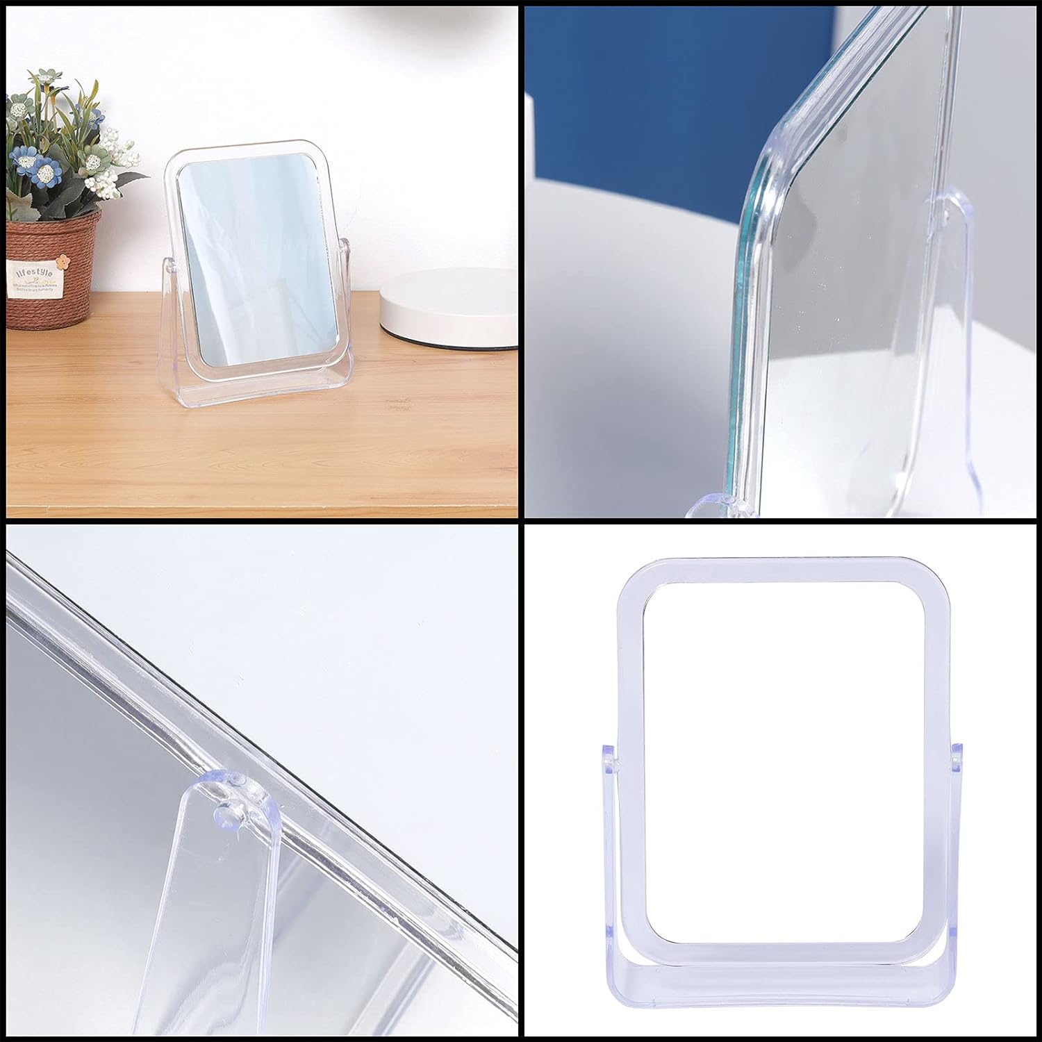 LONGSHENG Desk Makeup Mirror 360 Rotation Flexible with Stand