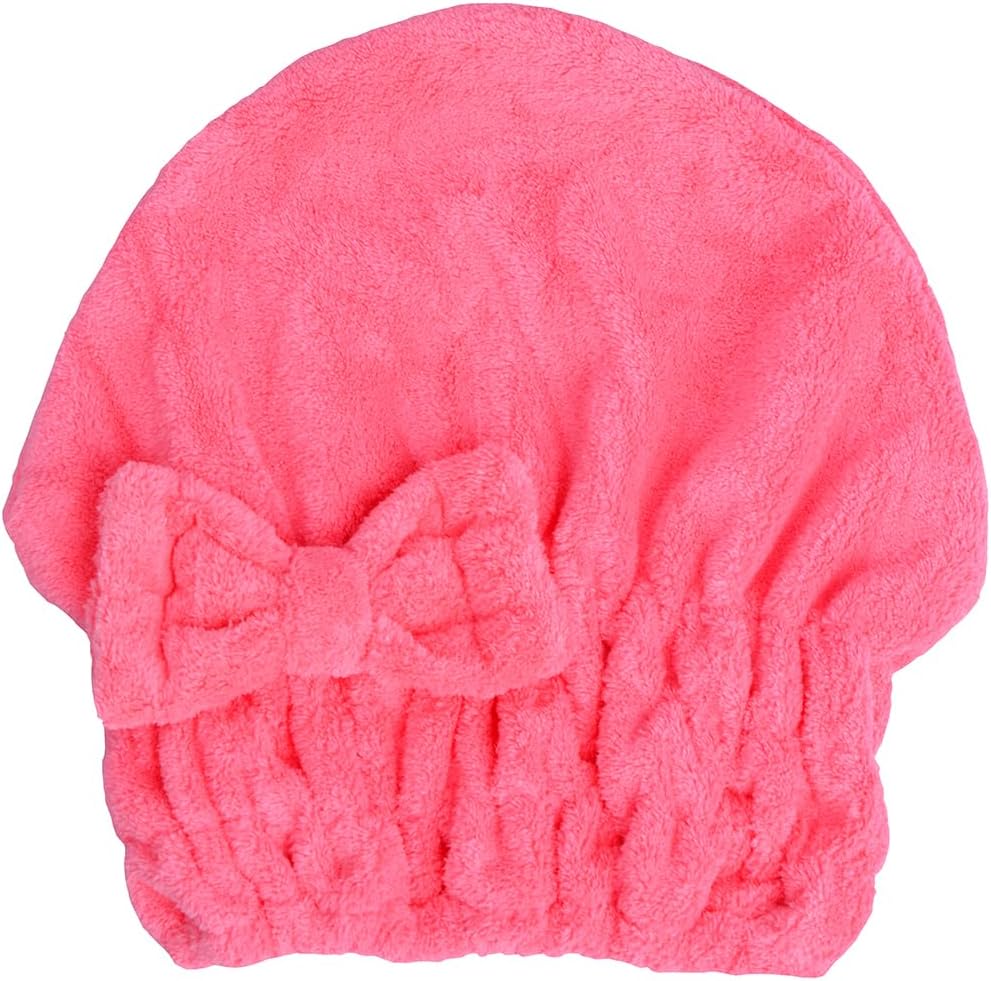 HOPESHINE Microfiber Hair Towel Cap - Black Rose Red 2 Pack