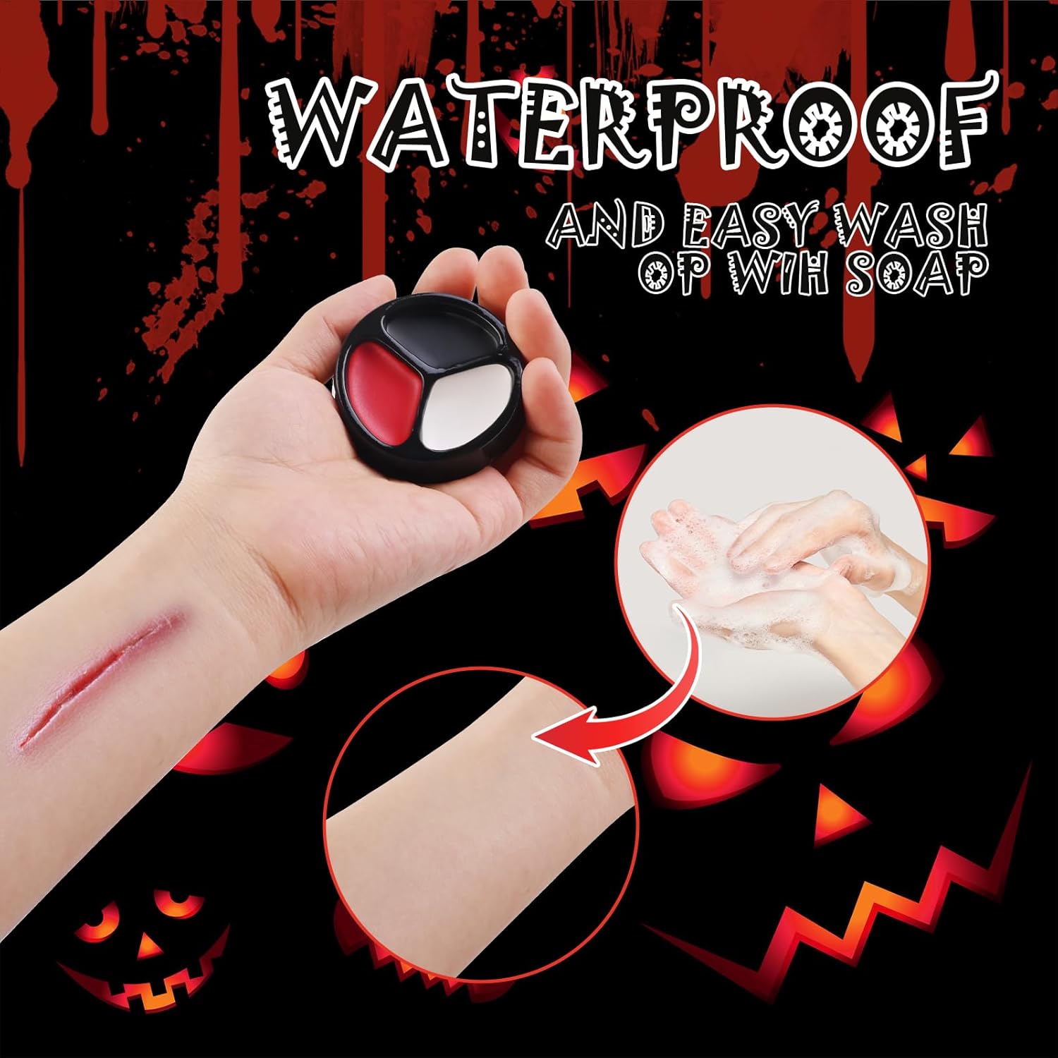 SOMGKIN Halloween Body Paint Set with Vampire Teeth and Fake Blood