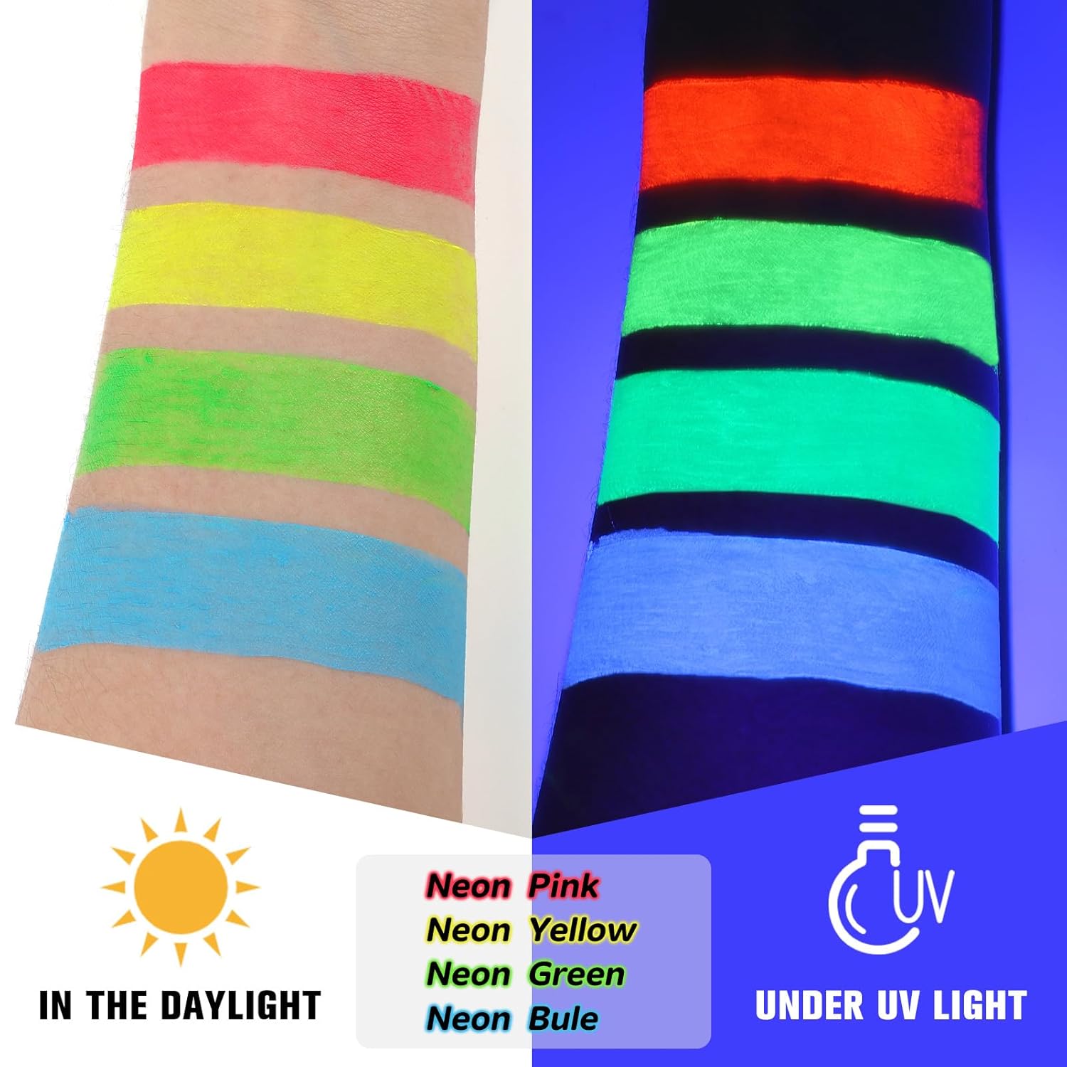 BOBISUKA Neon Blue UV Glow Body Paint Stick