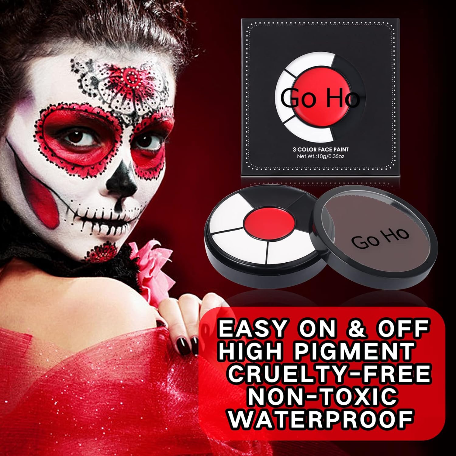 Go Ho 3-in-1 Clown Face Paint Set for Halloween