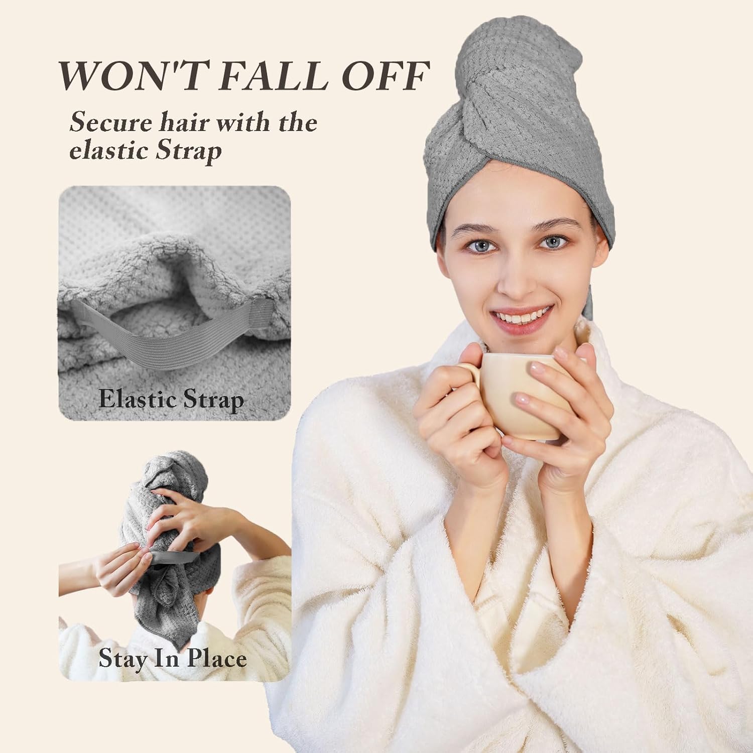 Wuwahold Microfiber Hair Towels Set 2 Pack