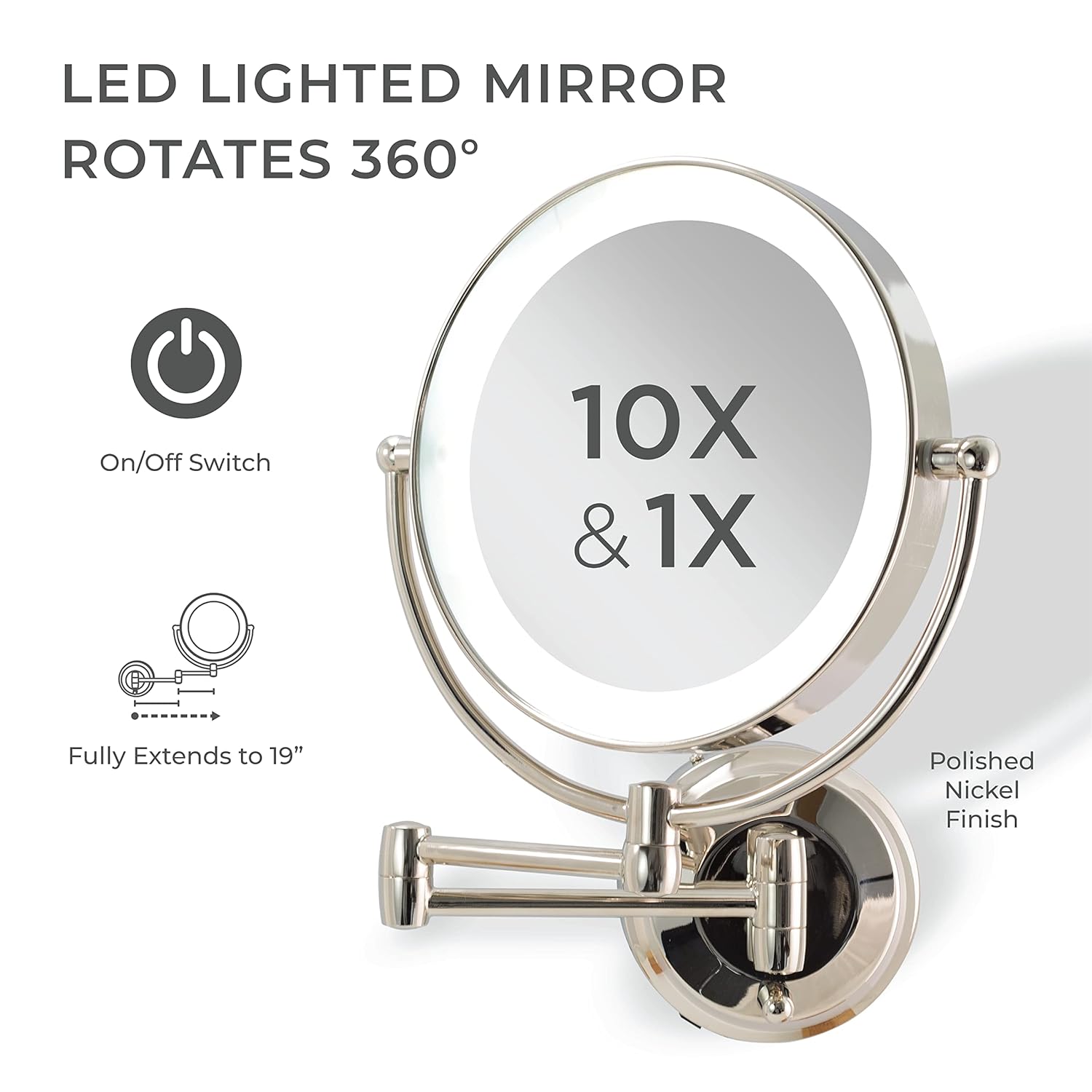 Zadro 11 LED Wall Mirror 10X1X Dual-Sided