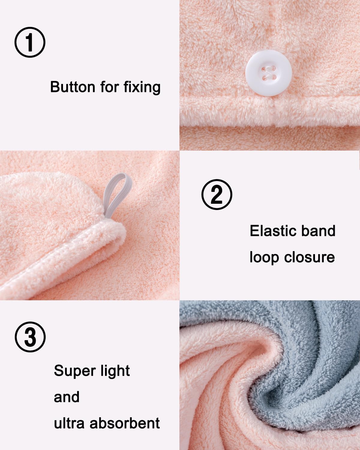 Lumimi 4-Piece Quick Dry Hair Towel Set