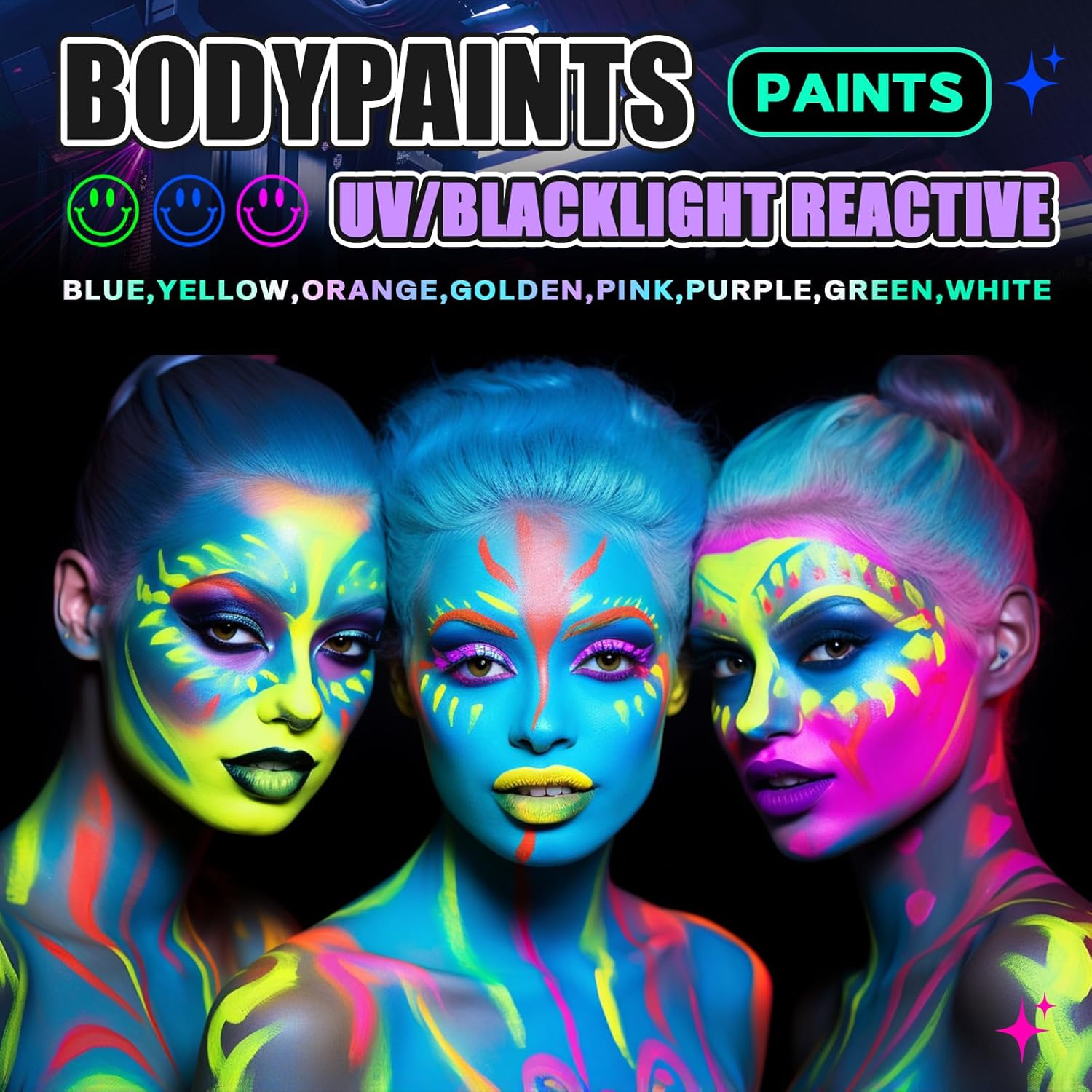 Go Ho Neon Gold Body Paint 237oz UV Blacklight