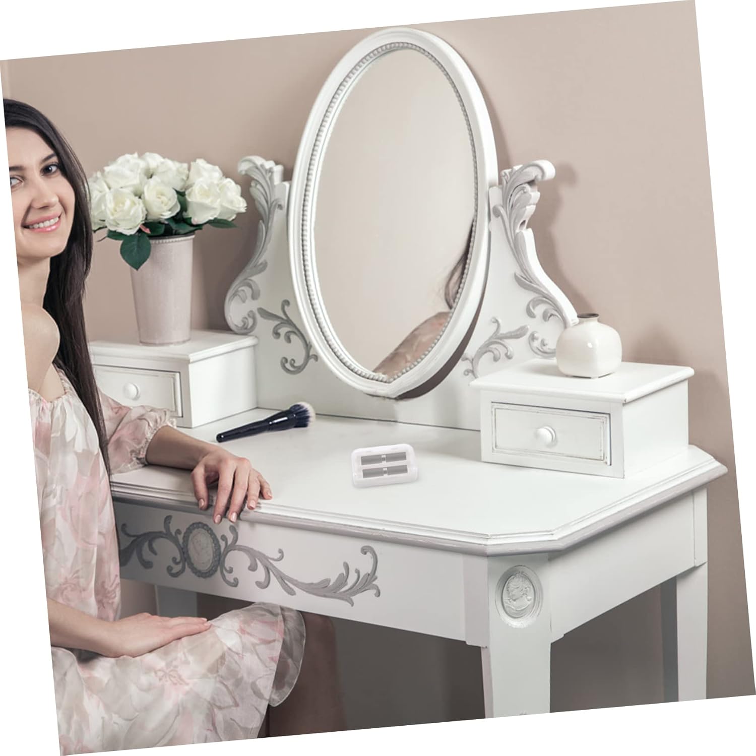 Gogogmee 7-Section Plastic Makeup Organizer with Mirror 1