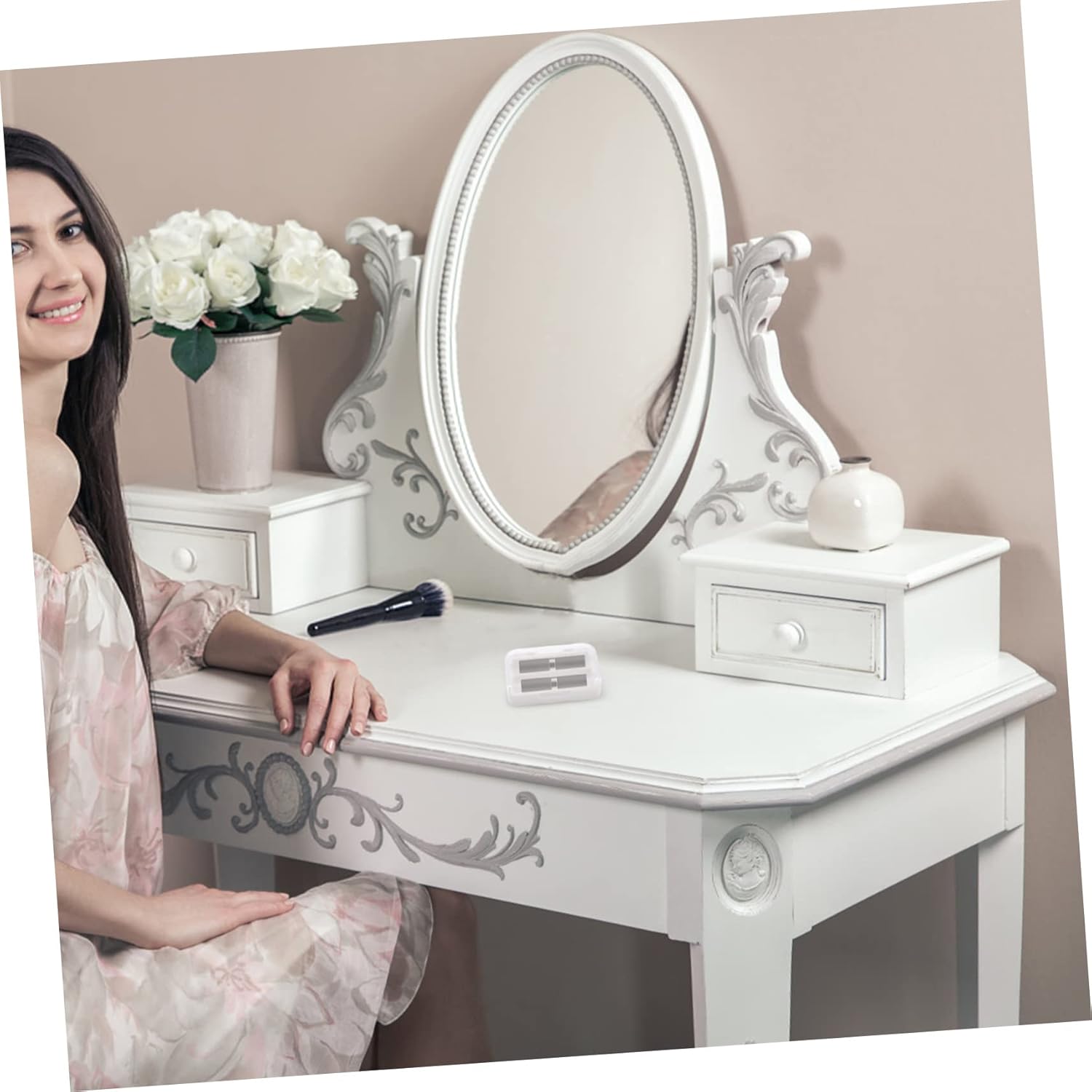 VICASKY Makeup Storage Box with Mirror Organizer